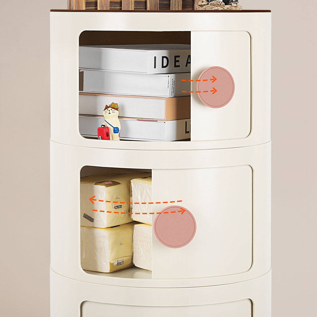 3 Drawer Sliding Barrel Modern Bedroom Nightstand, White