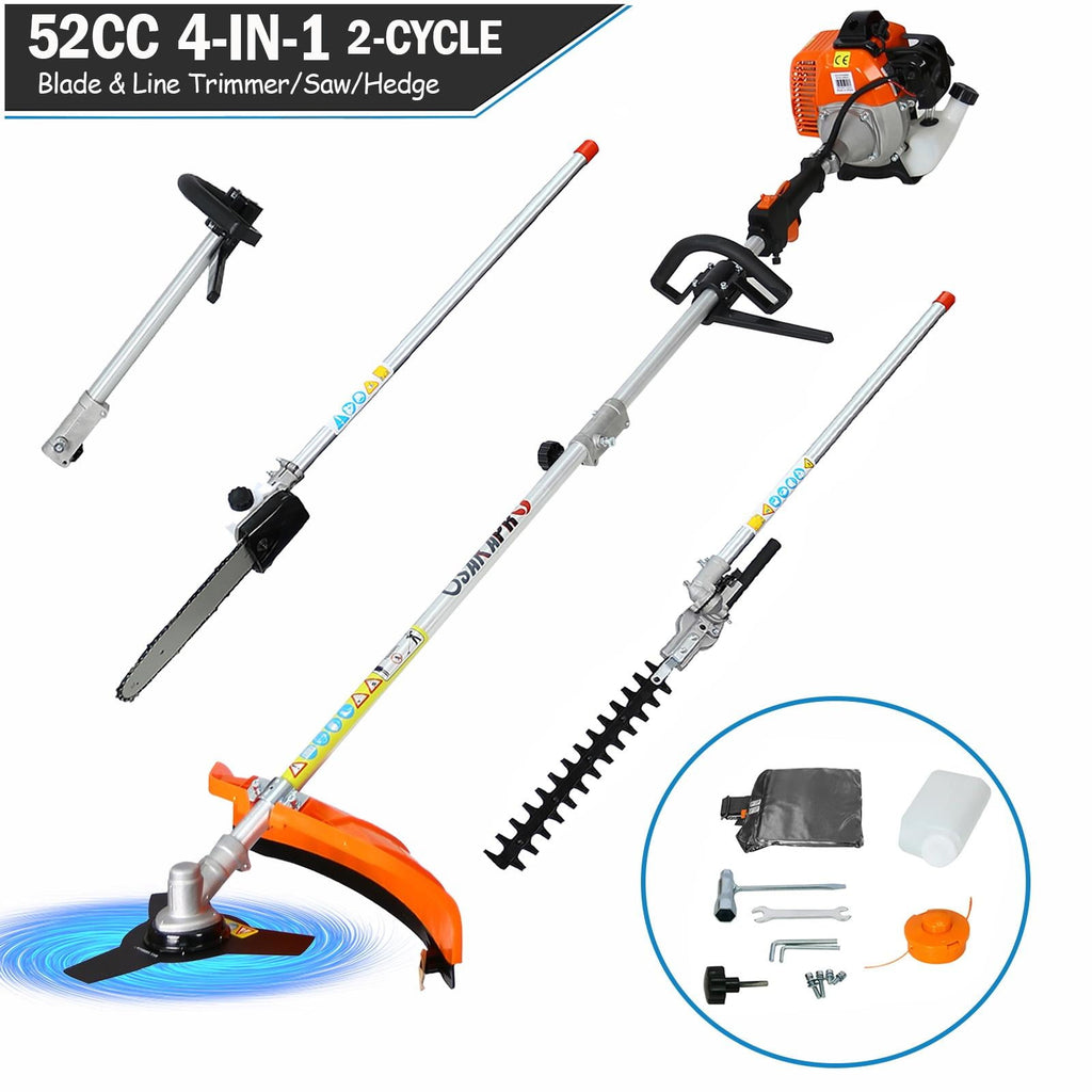 10-IN-1 String Trimmer Gas Powered, 33cc Multi-Functional Weed Eater Set w/2 Stroke Engine, Adjustable 90° Hedge Trimmer, 10" Gas Chainsaw, Brush Cutter, Protection Kit
