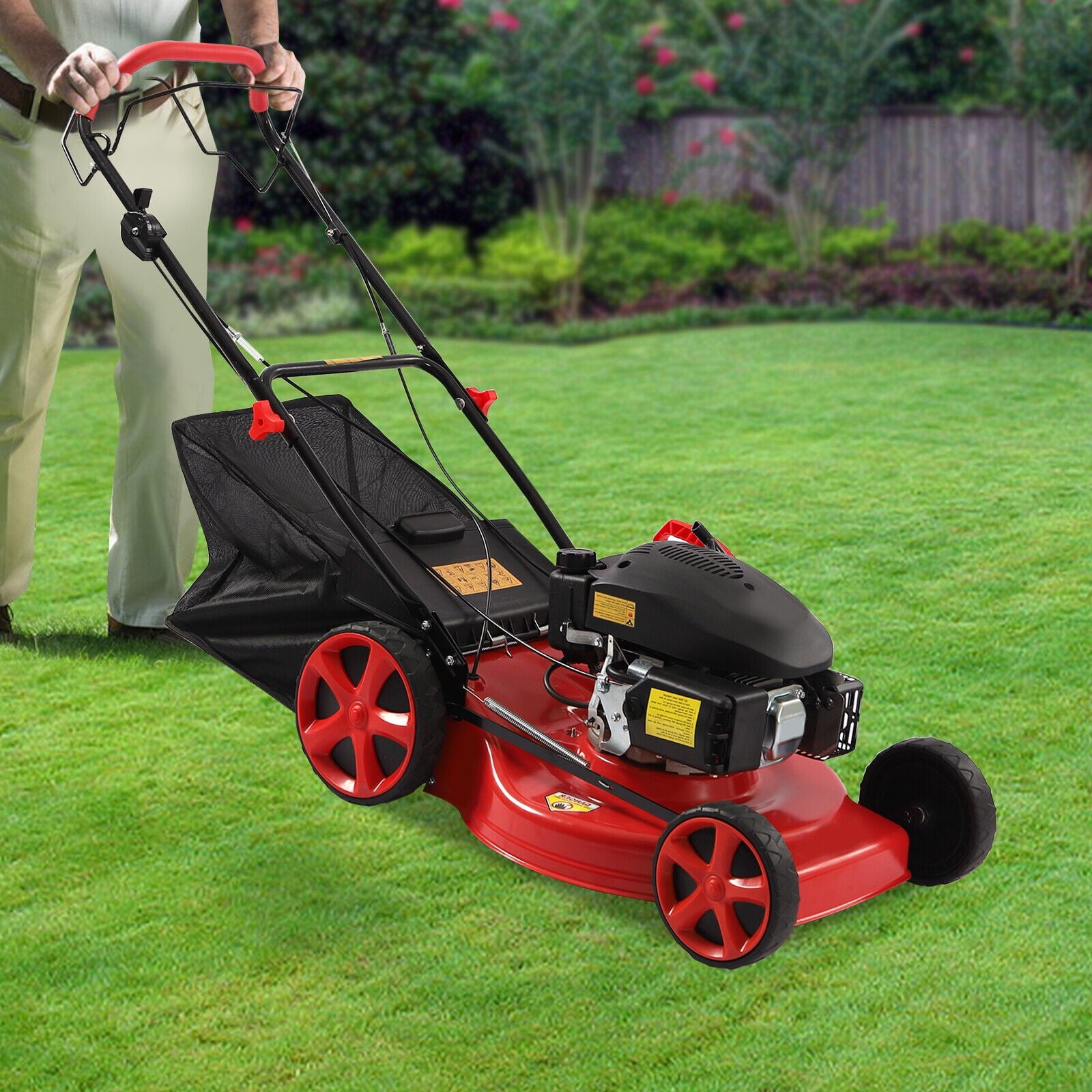 4-Stroke 173cc 4000W(6.0HP) Engine Gas Powered Lawn Mower w/ Walk-Behind Handle