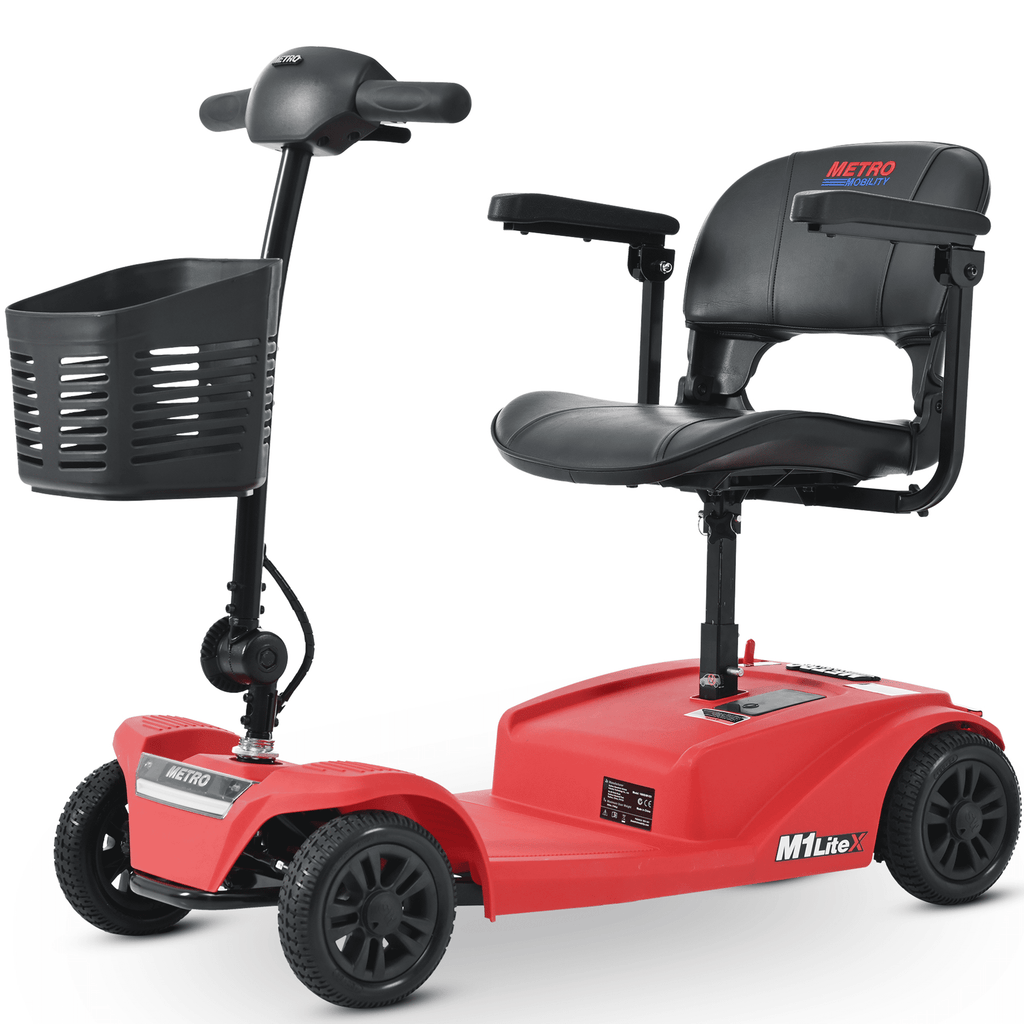 4 Wheels Mobility Scooter, Folding Lightweight Travel Mobility Scooter with 360° Swivel Seat, Heavy Duty Electric Motorized Scooters for Seniors Adults, Compact Transformer Mobility Scooter, Orange