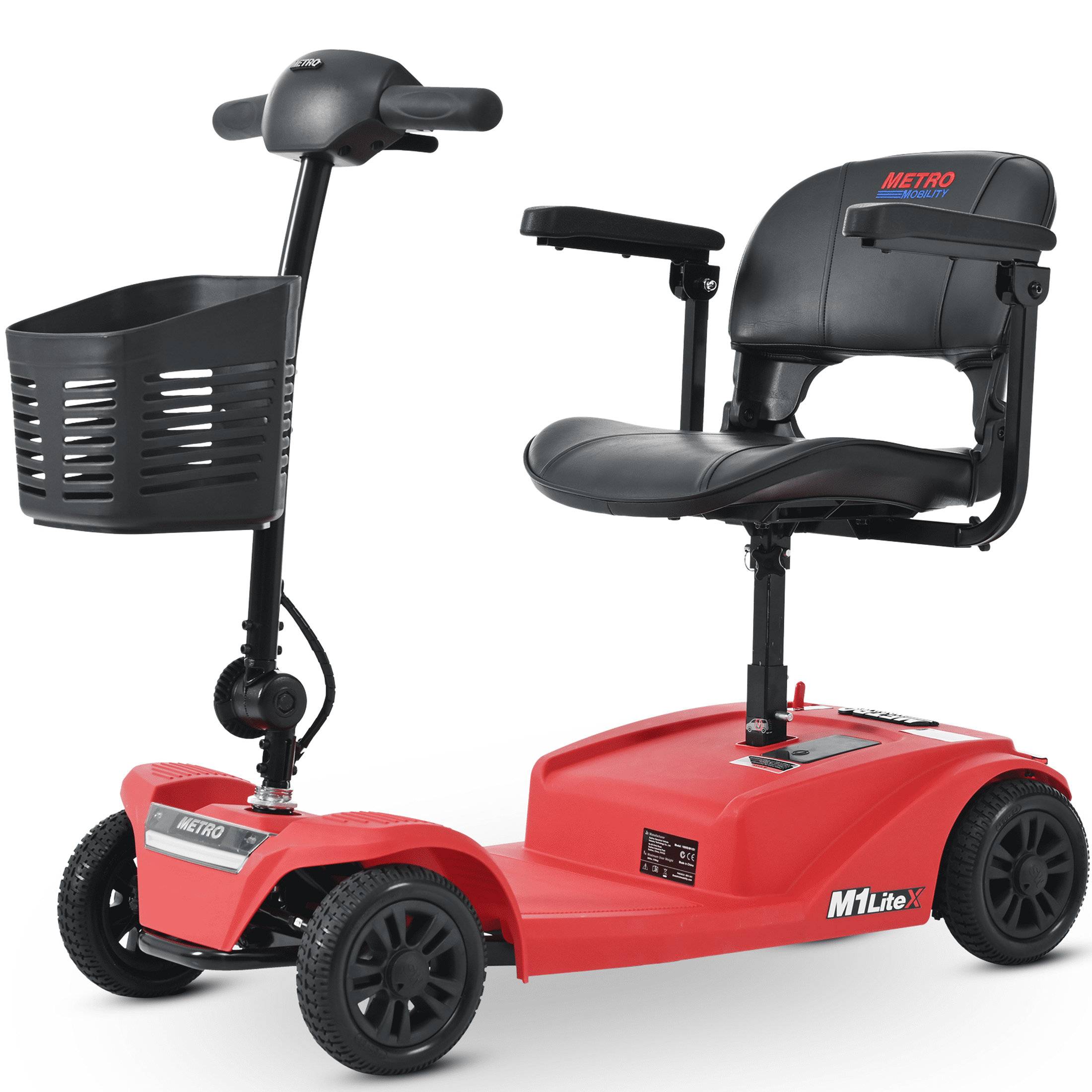 4 Wheels Mobility Scooter, Folding Lightweight Travel Mobility Scooter with 360° Swivel Seat, Heavy Duty Electric Motorized Scooters for Seniors Adults, Compact Transformer Mobility Scooter, Orange