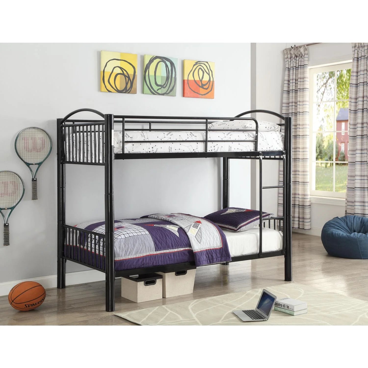 ACME Cayelynn Twin over Twin Metal Bunk Bed in Black