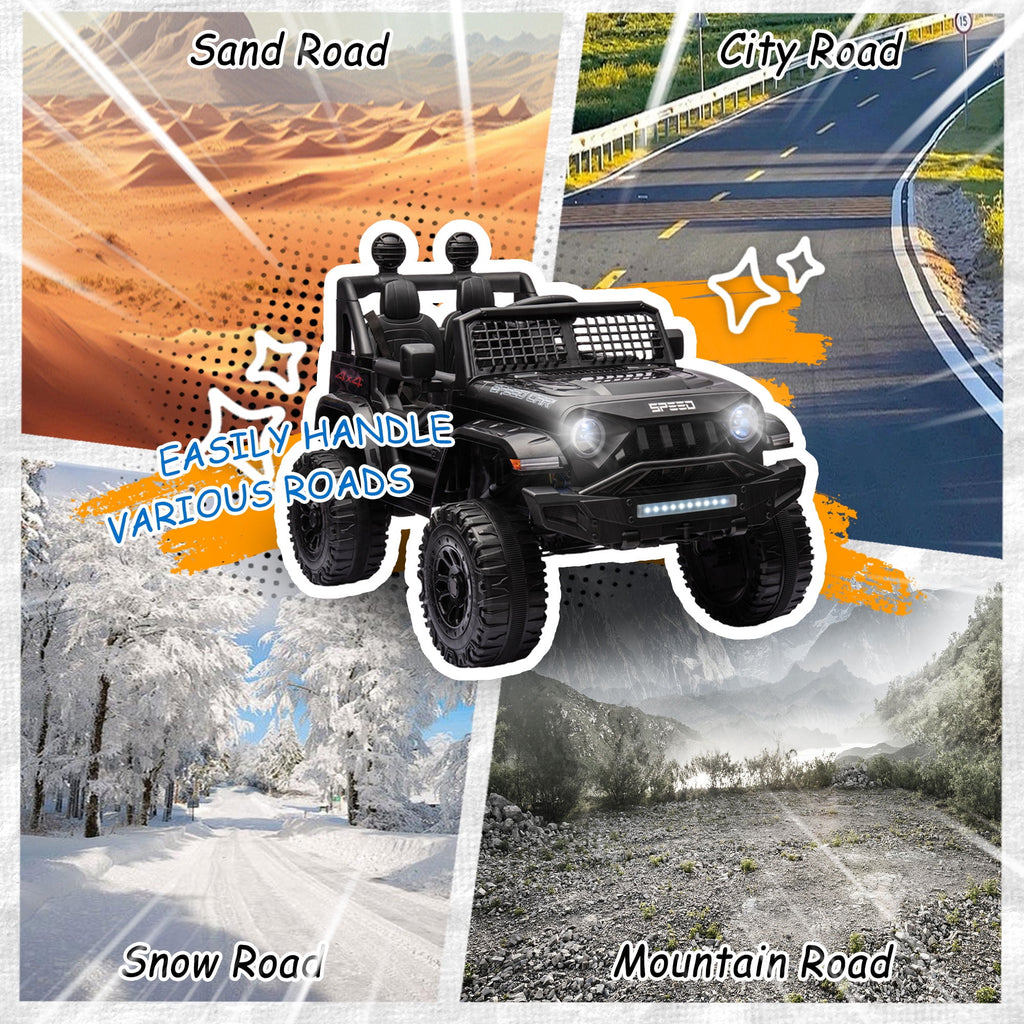 24V 2 Seater Kids Ride On Car Truck with 20" Extra Wide Seat, 4WD/2WD Switchable Kids Electric Vehicle with 4x100W Powerful Engine, Remote Control, Soft Brake, Music, Suspension, LED Light (Pink)