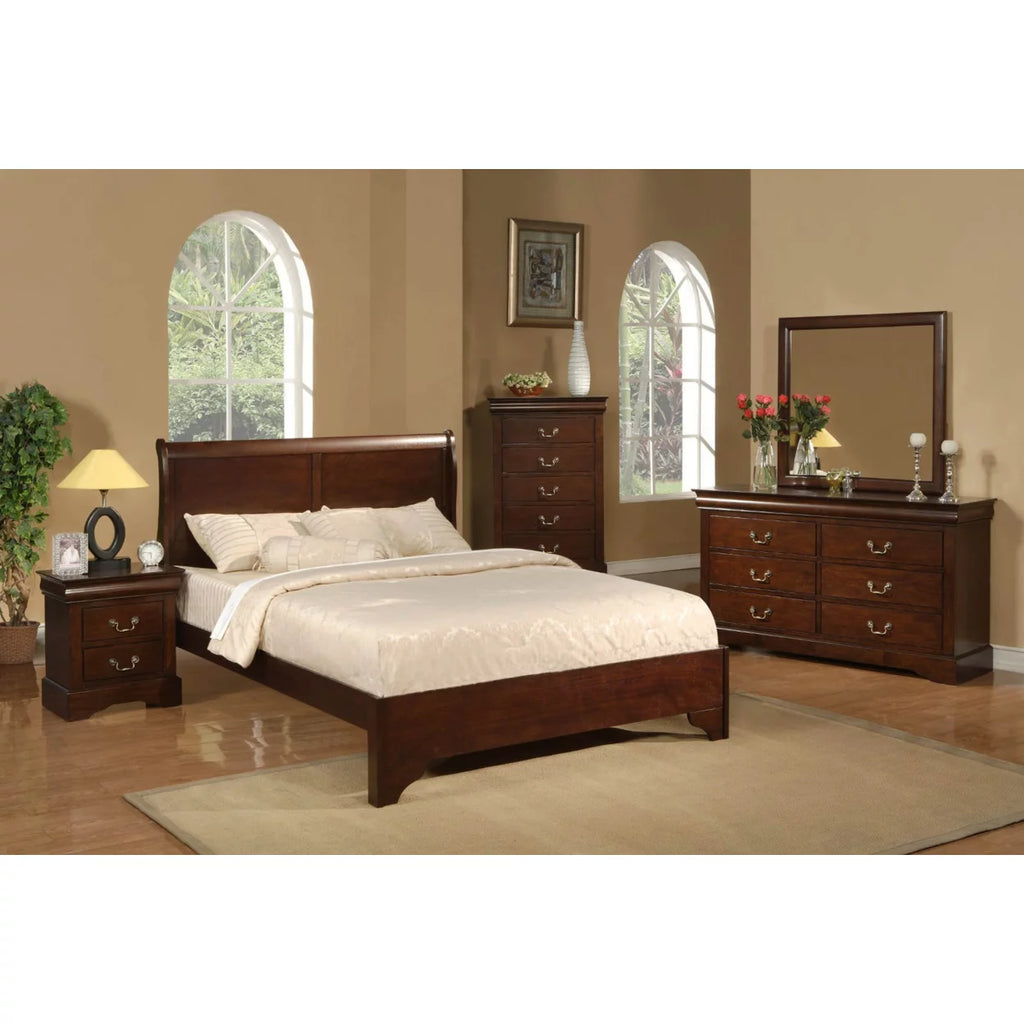 Alpine Furniture West Haven Traditional Wood Sleigh Bed, Full, Cappuccino