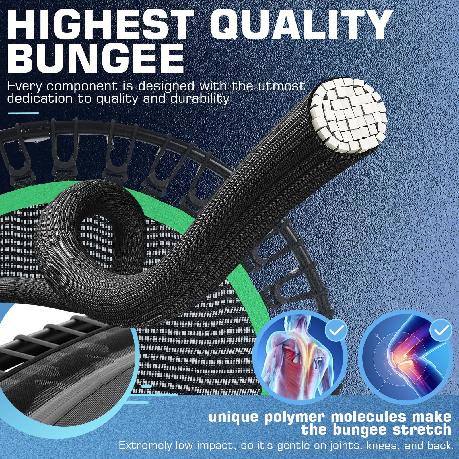 ANCHEER 40" Foldable Mini Trampoline with Bungees, Fitness Trampoline Workout Max Load 450lbs, Adjustable Foam Handle, Indoor Exercise Trampoline, Green