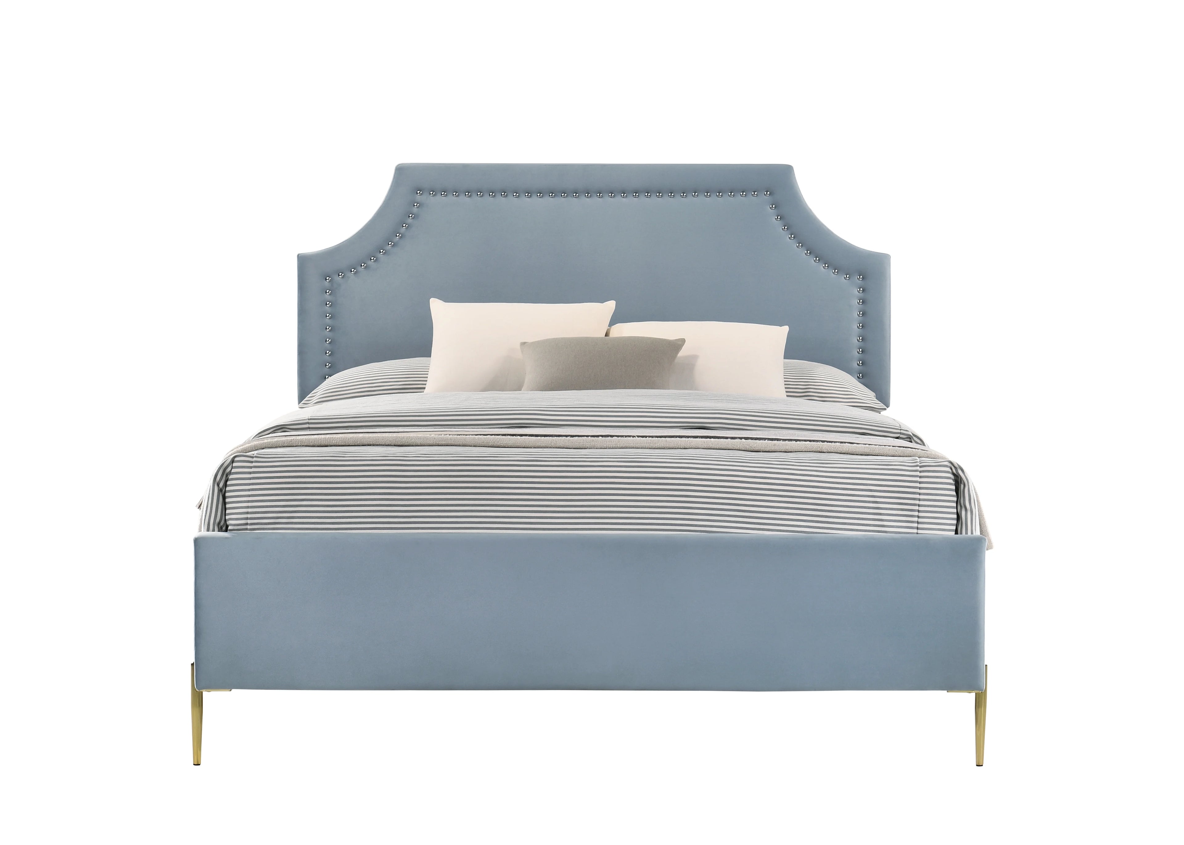 ACME Milla Eastern King Bed in Light Blue Velvet