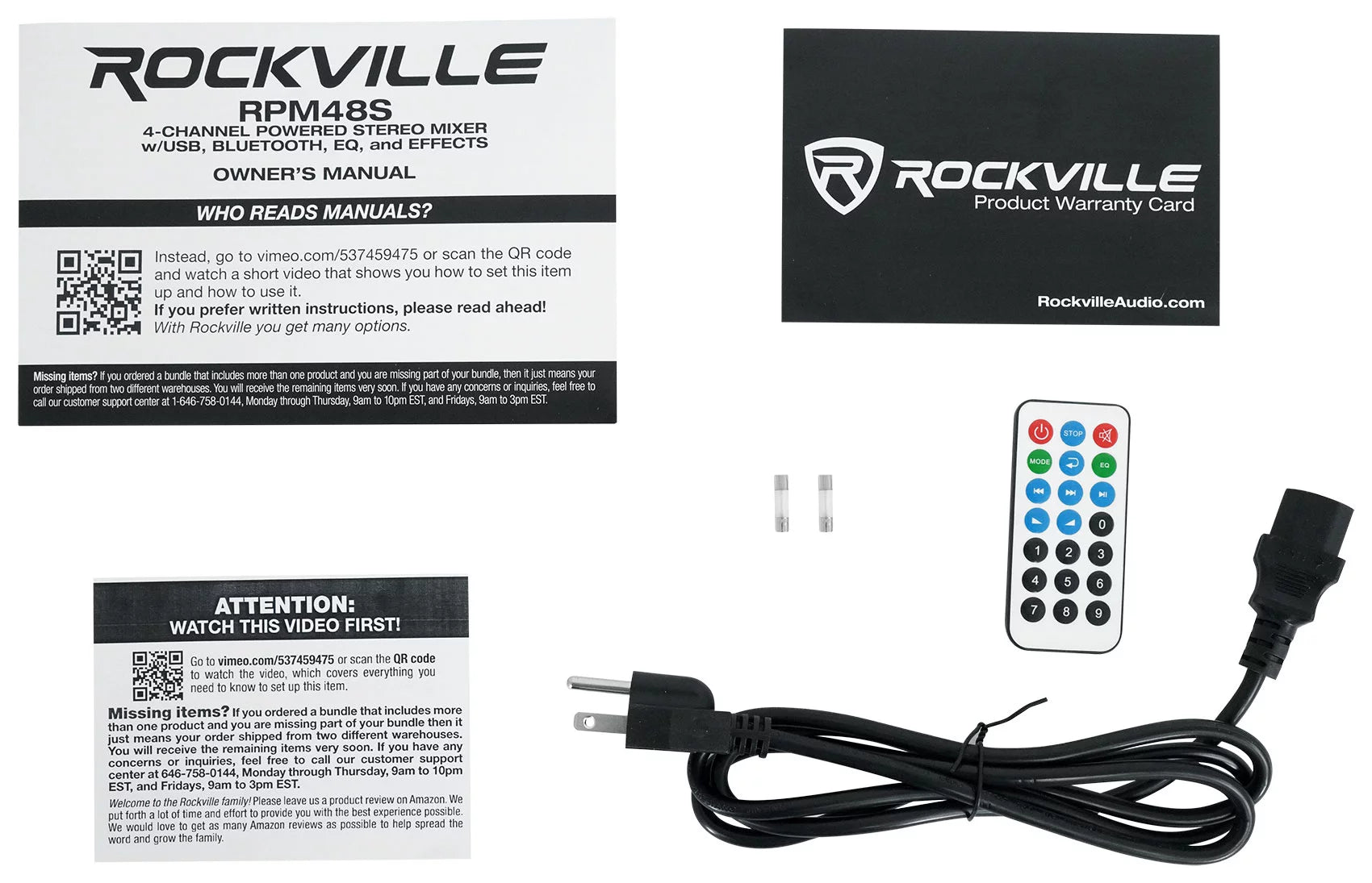 (2) Rockville SPGN154 15" 1600W DJ PA Speakers+Powered 4-Ch. Mixer+Stands+Cables