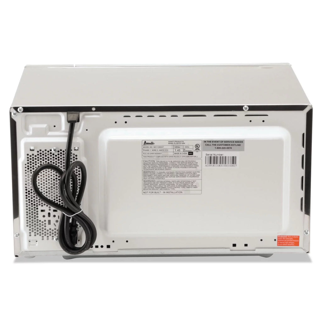 Avanti 1.1 cu. ft. Stainless Steel Microwave Oven, 1,000 W, Mirror-Finish