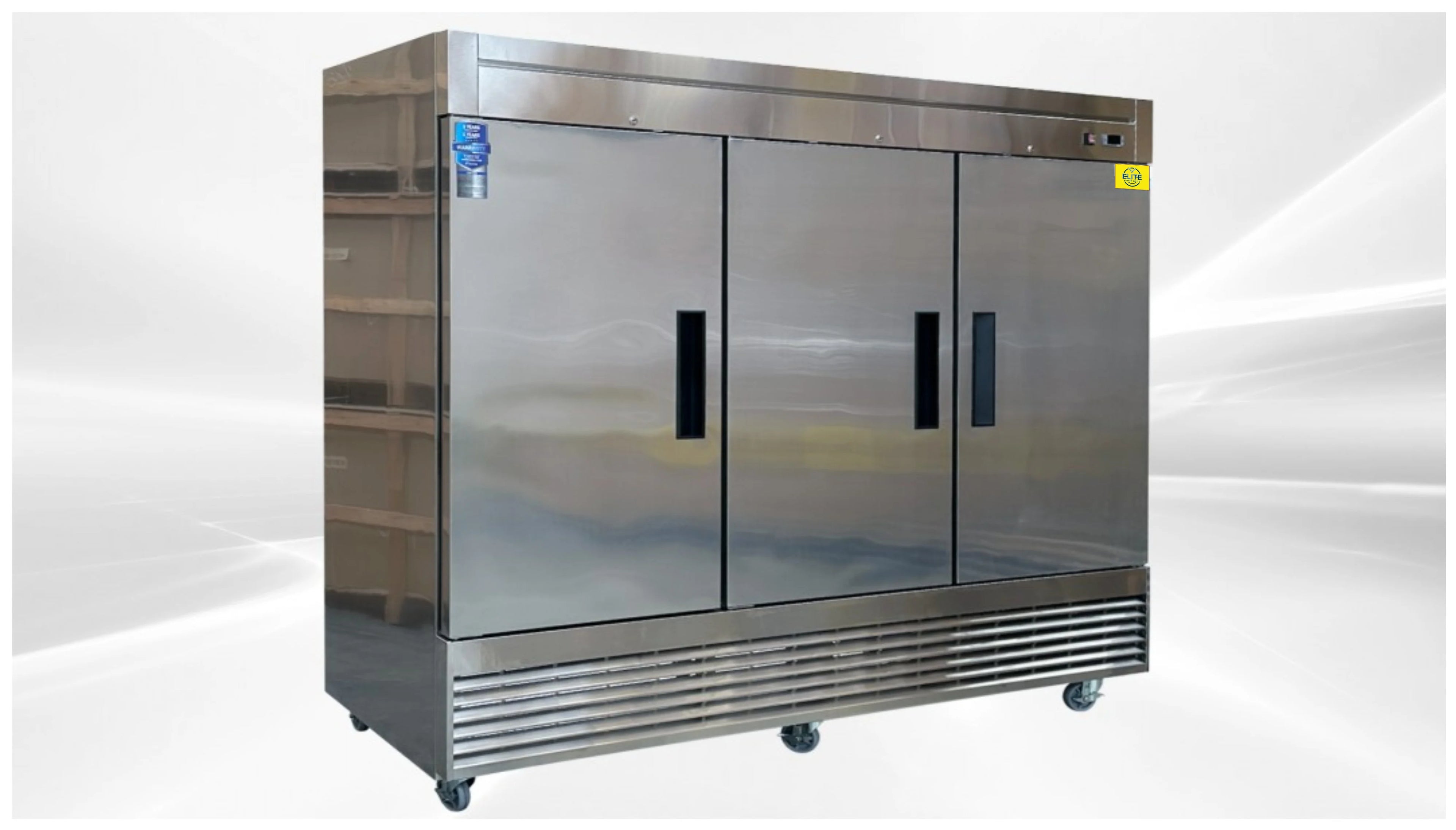 83 in. Three Door Upright Reach-in Commercial Freezer in Stainless Steel 64.80 Cu. ft.