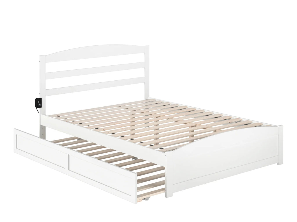 AFI Warren Queen Wood Platform Bed with Headboard Footboard & Twin XL Trundle, White