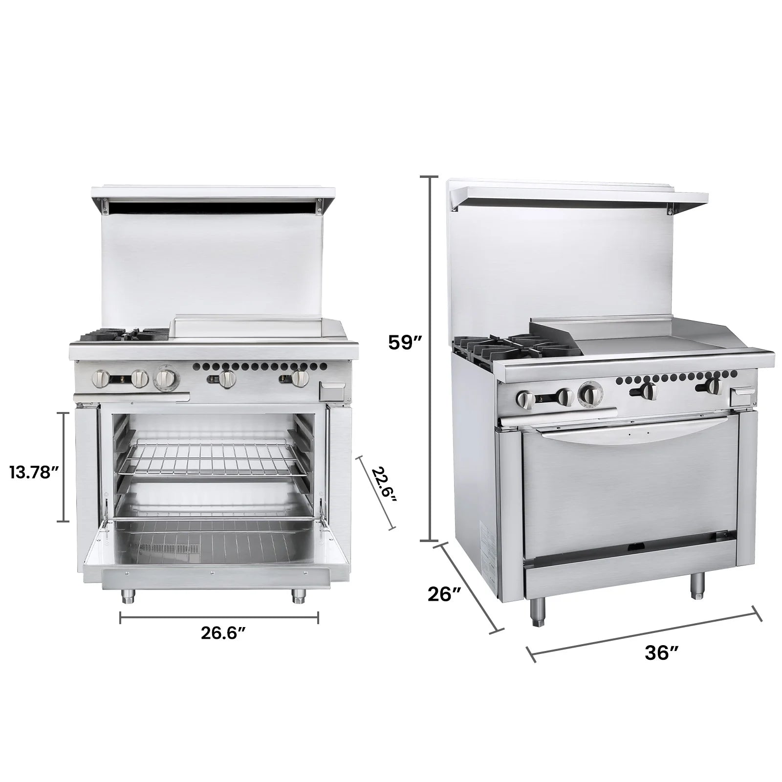 36" Stainless Steel Gas Range Stove