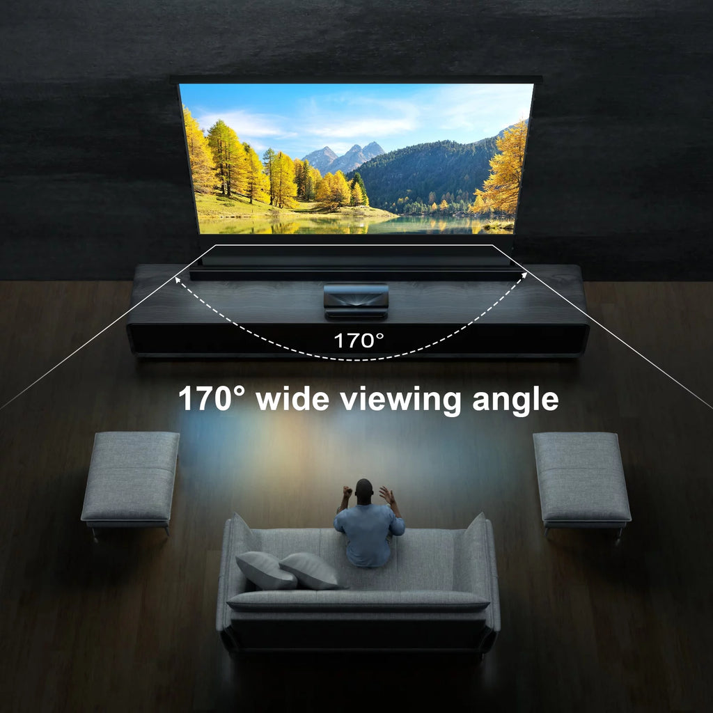 AWOL VISION 120" Motorized Floor Rising Ambient Light Rejecting Projector Screen for Ultra Short Throw Projector
