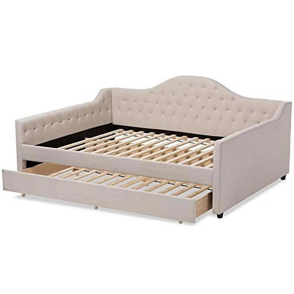 Baxton Studio Eliza Modern and Contemporary Fabric Upholstered Daybed with Trundle