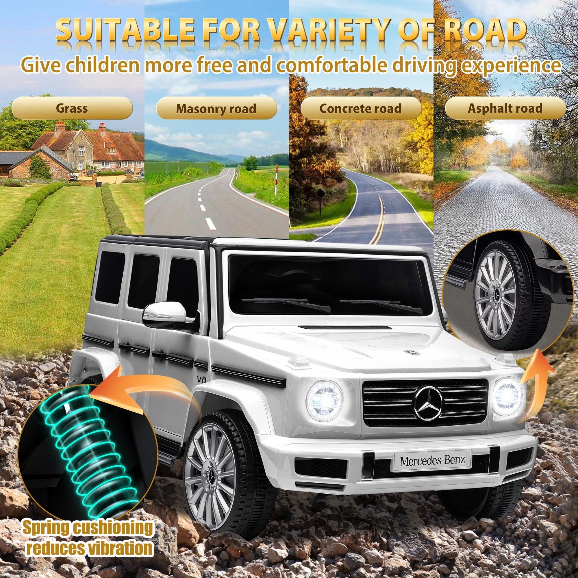 24V Ride on Car with Remote Control for Kids Mercedes Benz Ride on Car Toy for Boys and Girls 3-6 Years Old, Electric Vehicle, Bluetooth, LED Light, White