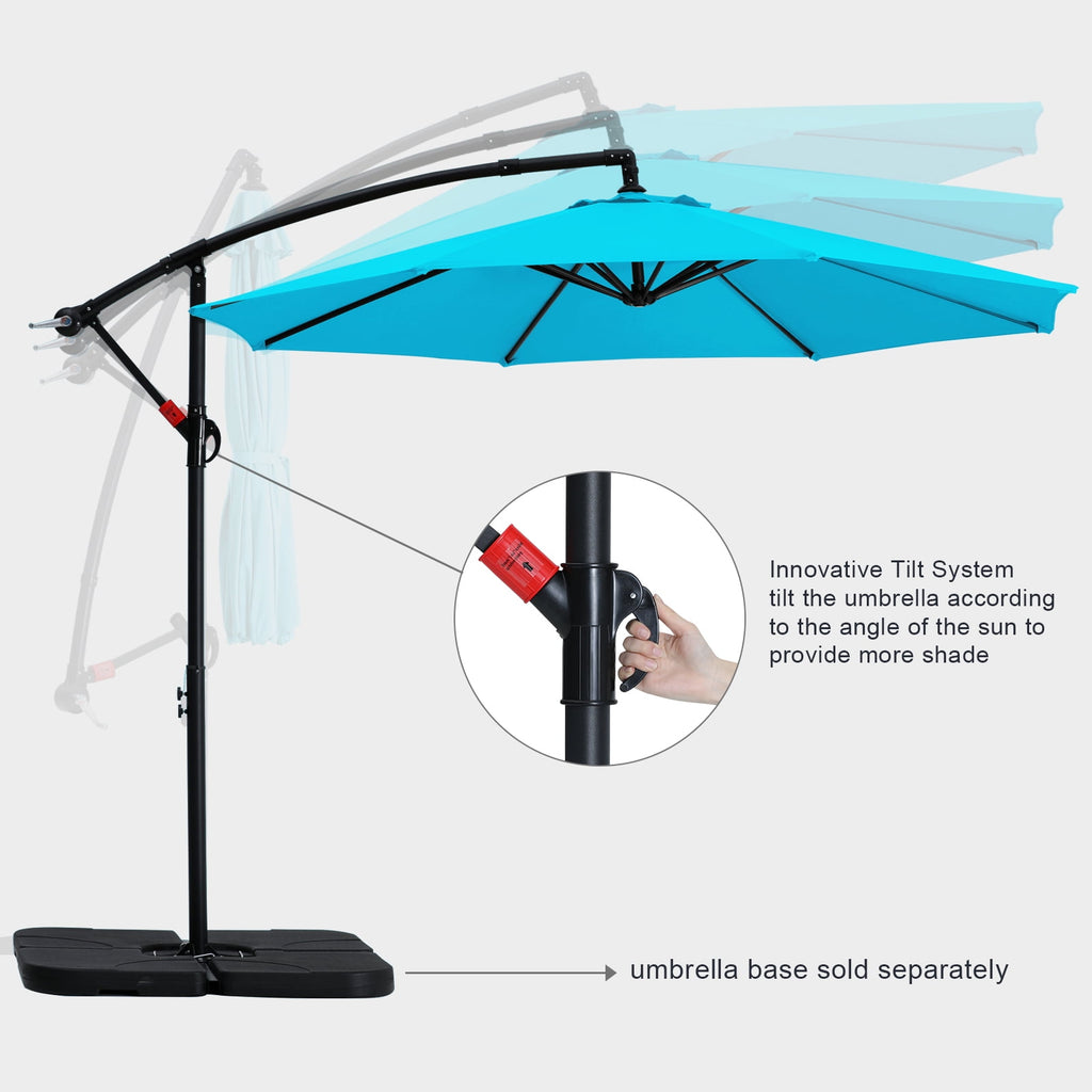 ABCCANOPY 10 FT Patio Umbrellas with Crank & Cross Base for Garden, Backyard, Pool and Beach, 12+ Colors(Turquoise)