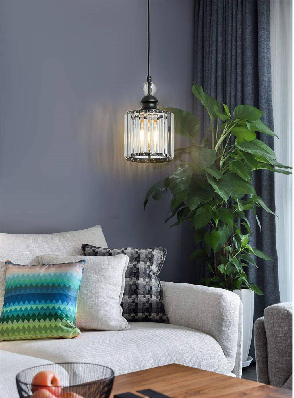 3 Pack Matte Black Crystal Pendant Lights for Kitchen Island