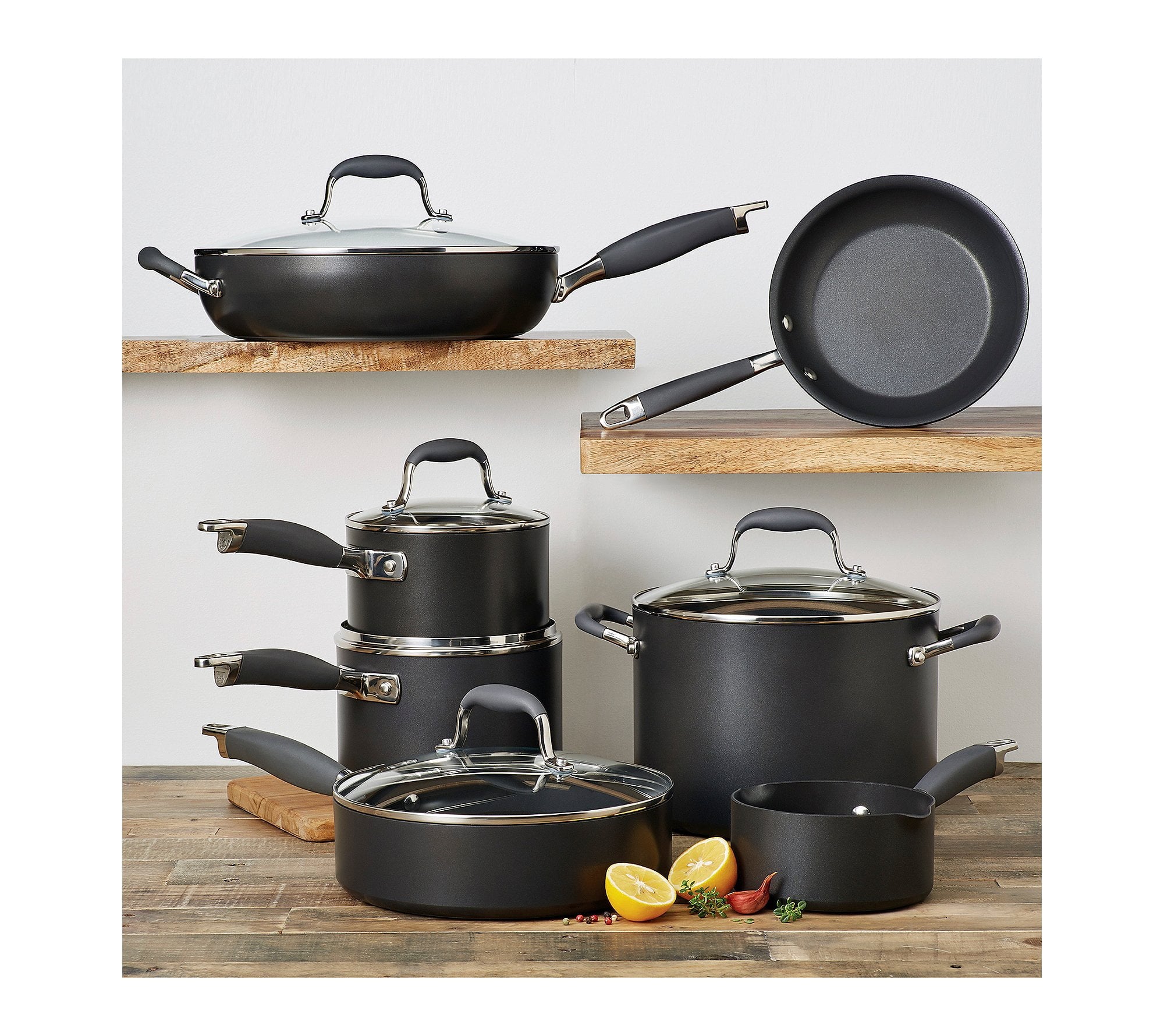 Anolon Advanced Hard-Anodized Nonstick 12-Piece Cookware Set, Gray