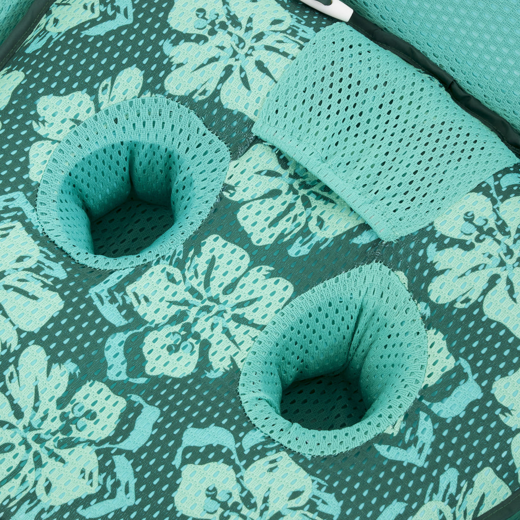 Aqua Leisure Campania Convertible 2 in 1 Pool Float Lounge/Caddy, Teal Hibiscus