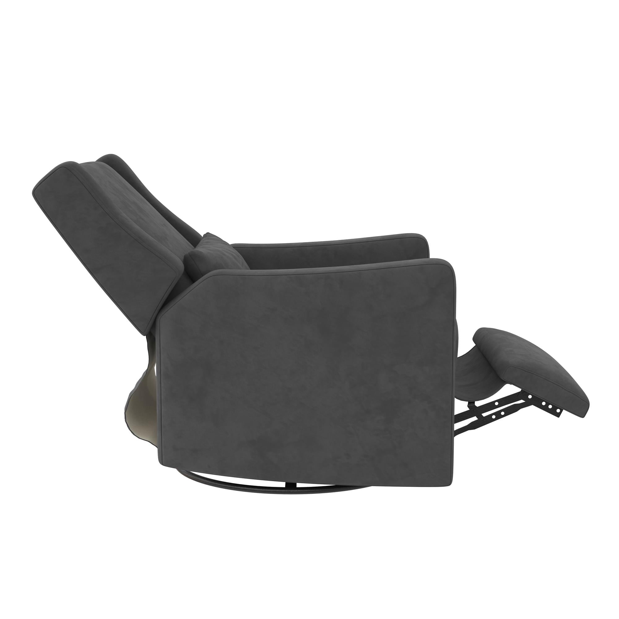 Baby Relax Otto 4-in-1 Nursery Swivel Glider Rocker Power Recliner with USB Ports, Gray Velvet