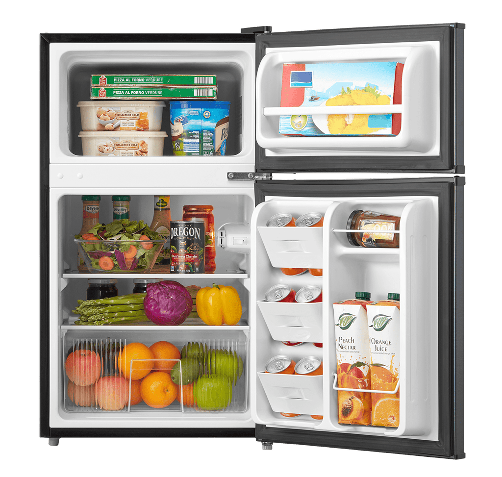 Arctic King 3.2 Cu ft Two Door Compact Refrigerator with Freezer, Stainless Steel, E-star