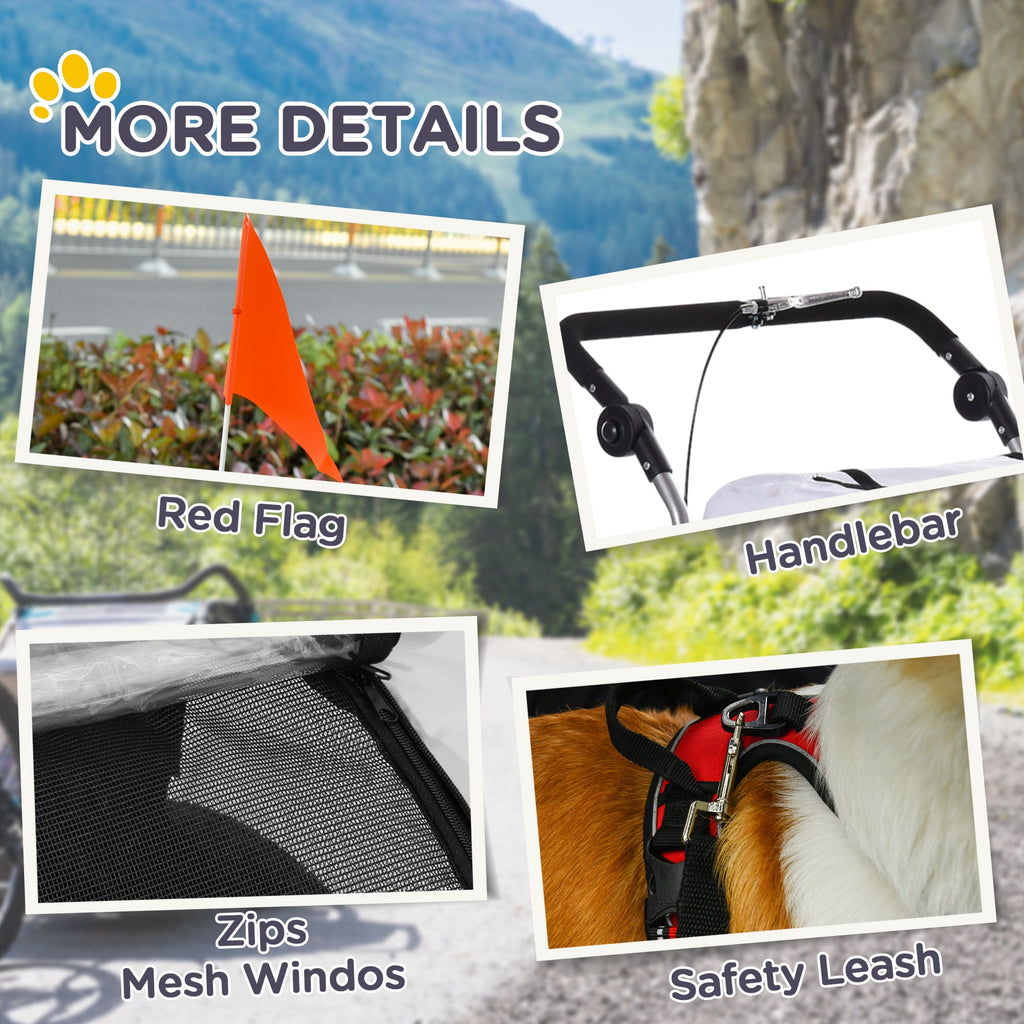 Aosom Dog Bike Trailer 2-In-1 Pet Stroller with Canopy and Storage Pockets, White