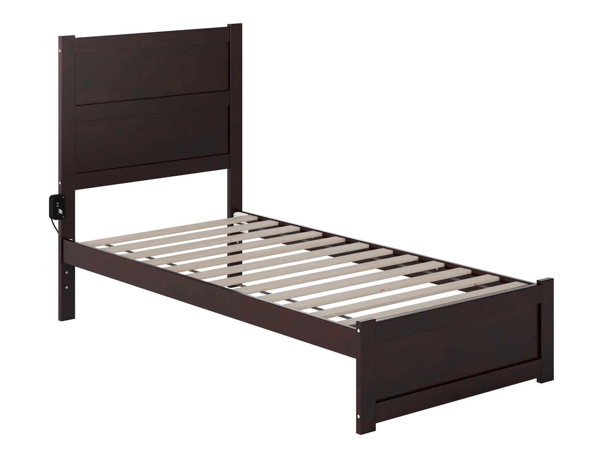AFI NoHo 14" Twin Wood Platform Bed with Modern Panel Headboard and Footboard, Espresso