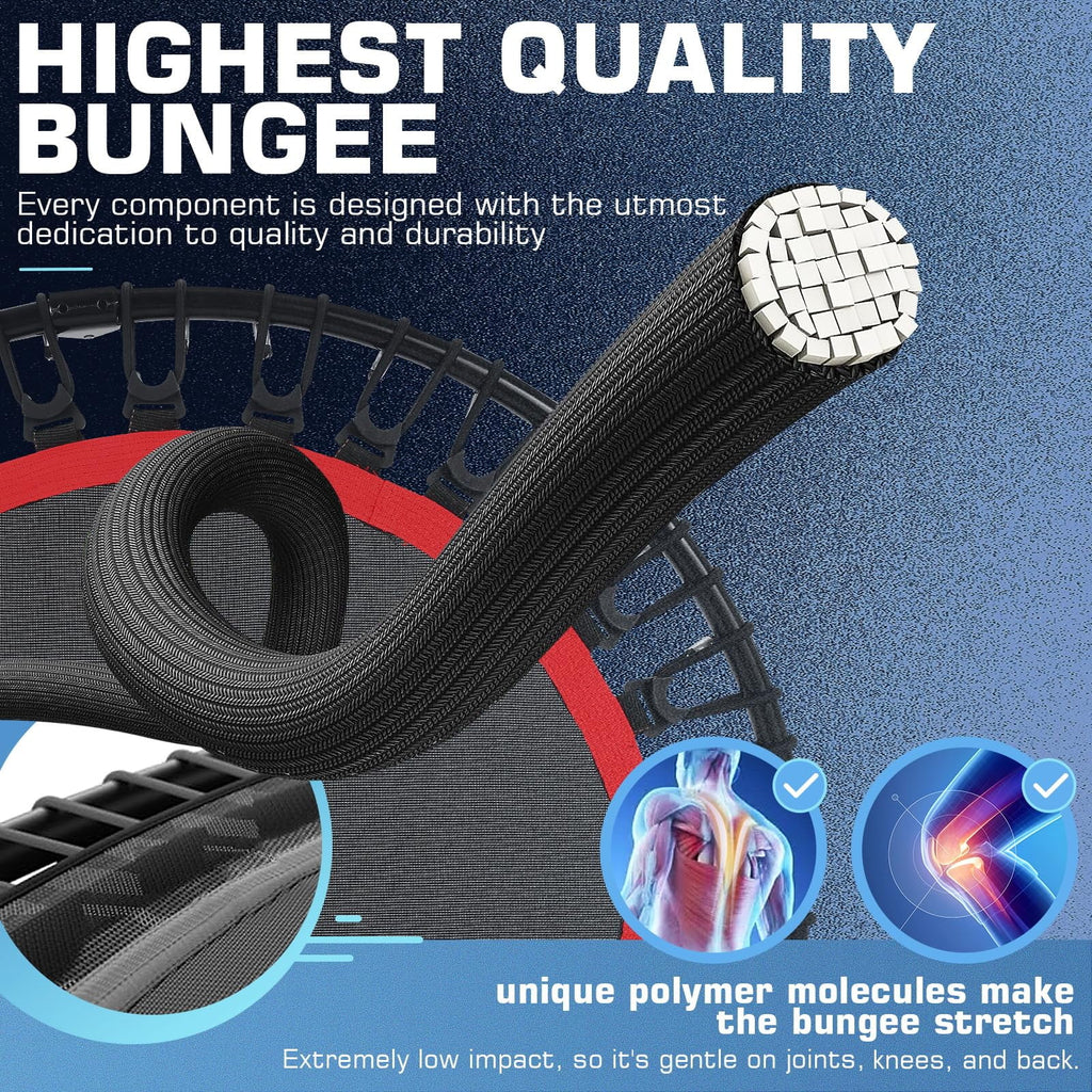 ANCHEER 40" Foldable Mini Trampoline with Bungees, Fitness Trampoline Workout Max Load 450lbs, Adjustable Foam Handle, Indoor Exercise Trampoline, Green