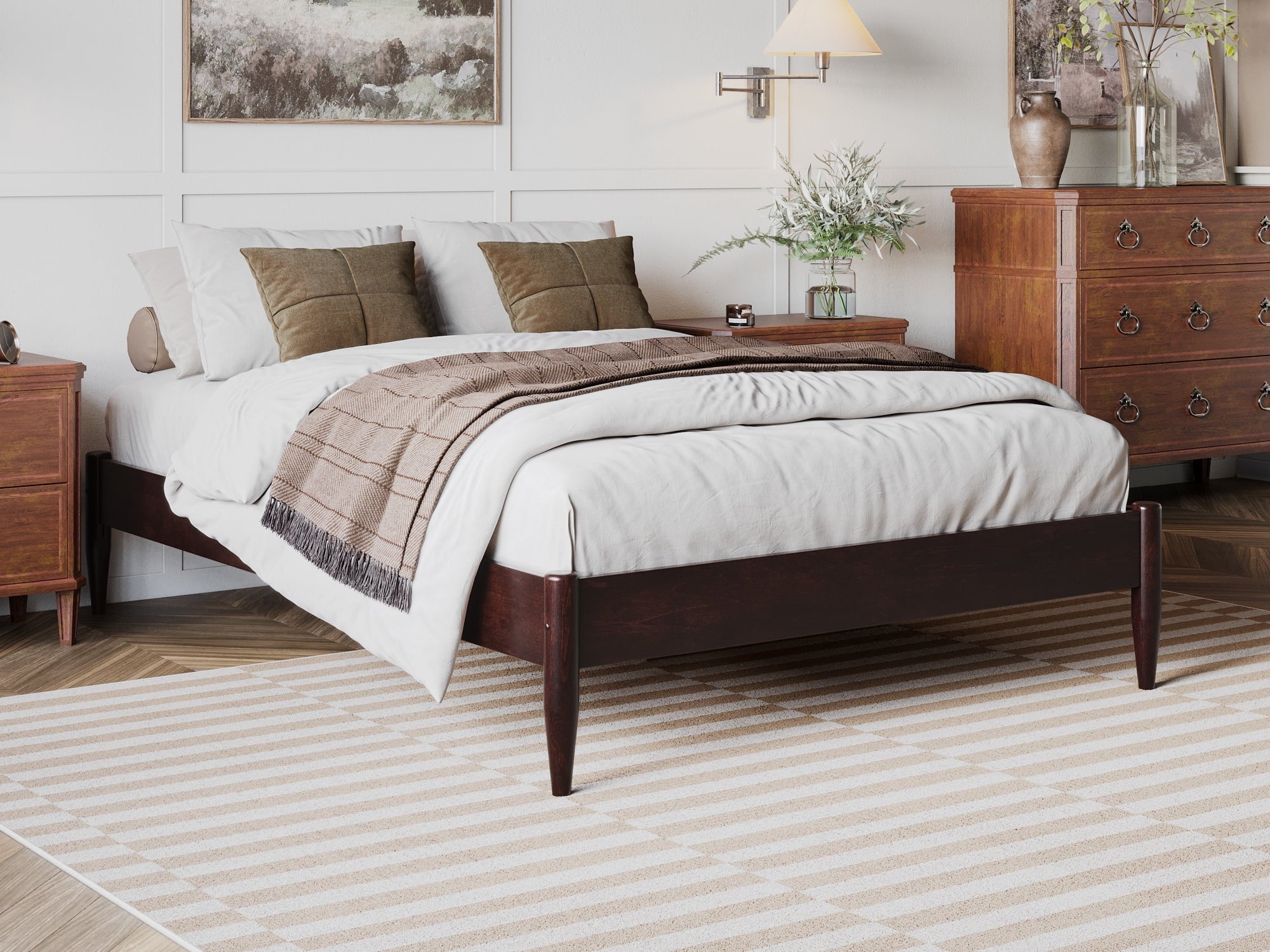 AFI Pasadena 14" Espresso Solid Wood Platform Bed, Full