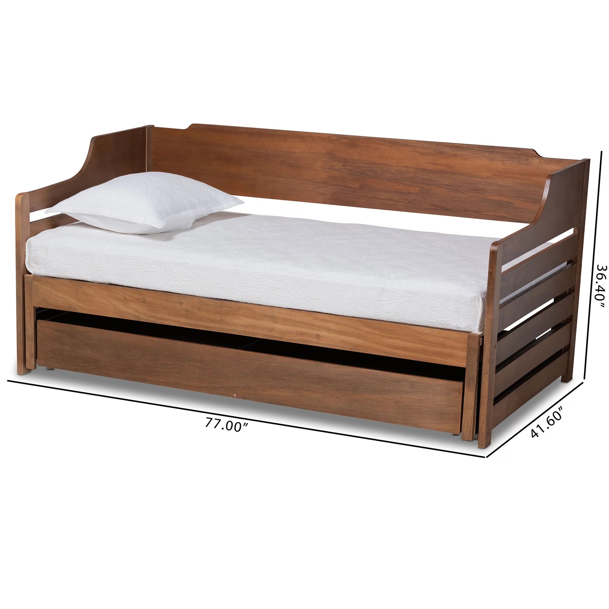 Baxton Studio Jameson Modern and Transitional Walnut Brown Finished Expandable Twin Size to King Size Daybed with Storage Drawer