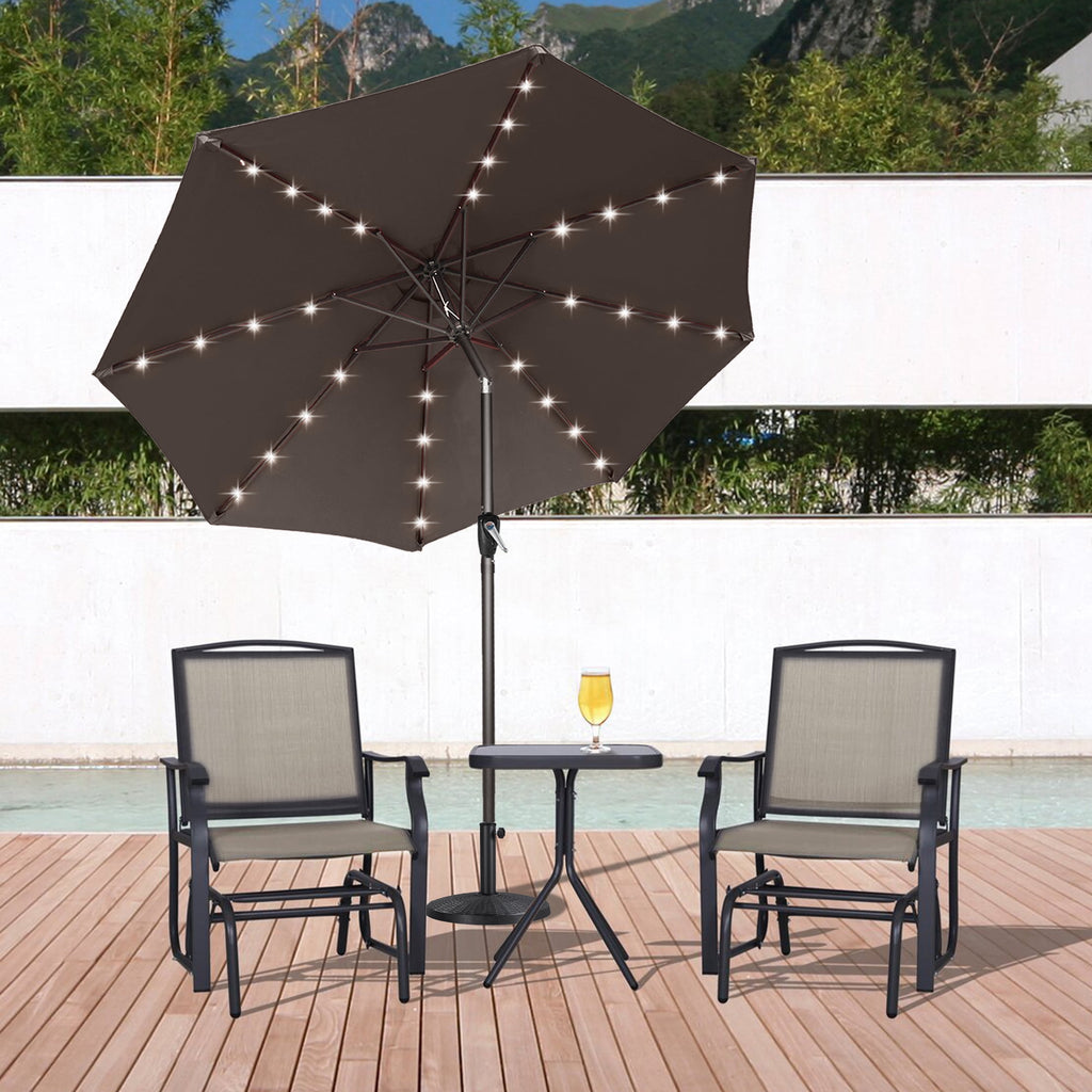ABCCANOPY 7.5ft Patio Solar Umbrella LED Outdoor Umbrella with Tilt and Crank, Turquoise