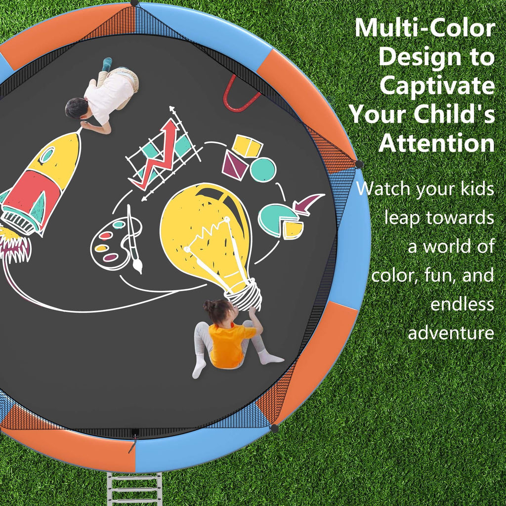 14ft Trampoline with Basketball Hoop, SEGMART Upgraded Round Kids Outdoor Trampoline with Enclosure, Heavy-Duty Backyard Trampoline for Adults and Kids, Blue