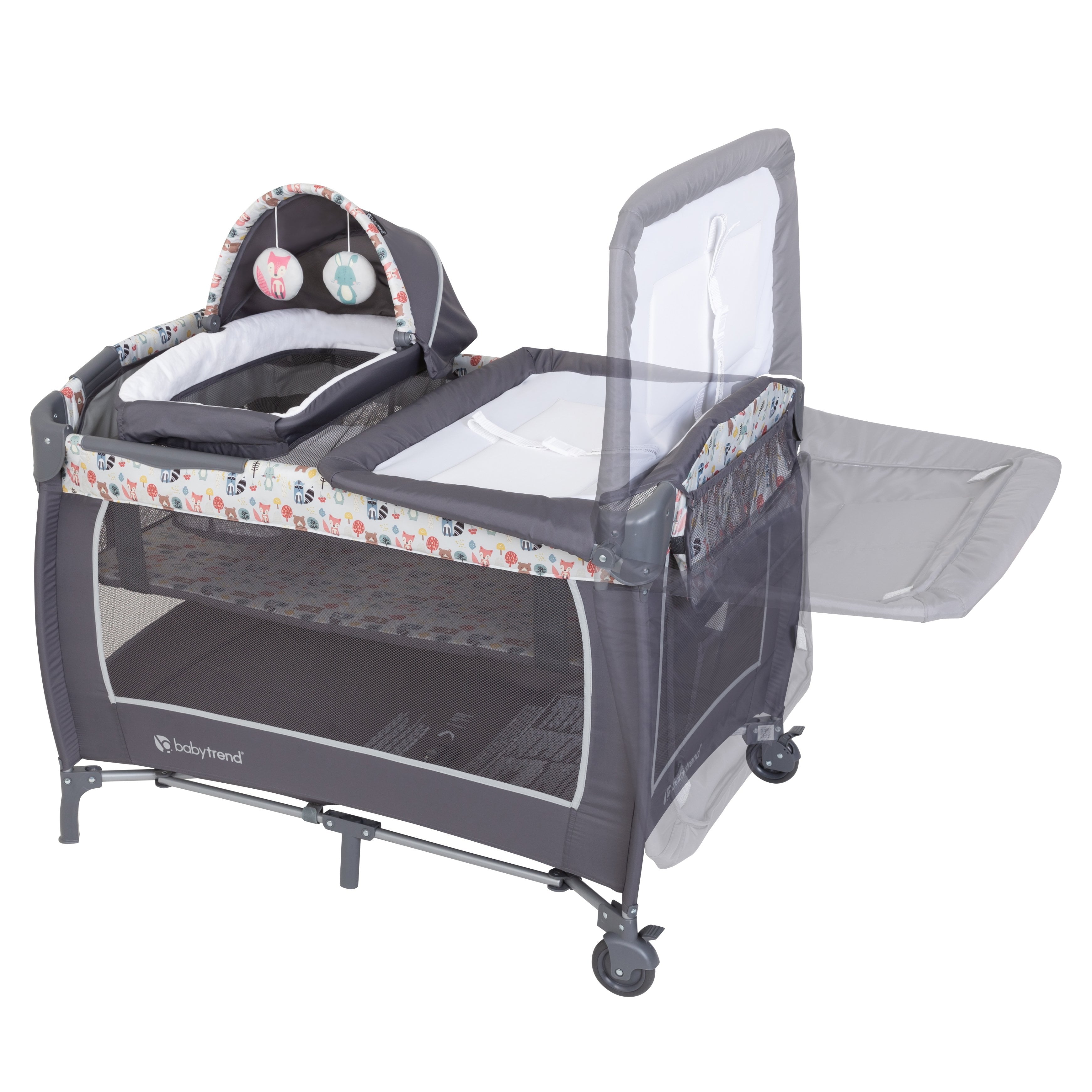 Baby Trend Lil Snooze Deluxe II Nursery Center Playard - Forest Party Gray