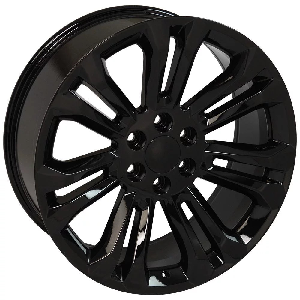 22 inch Black 5666 OE Wheels & Goodyear Tires Set Fit GM Trucks & Suv's - Silverado Style Rims