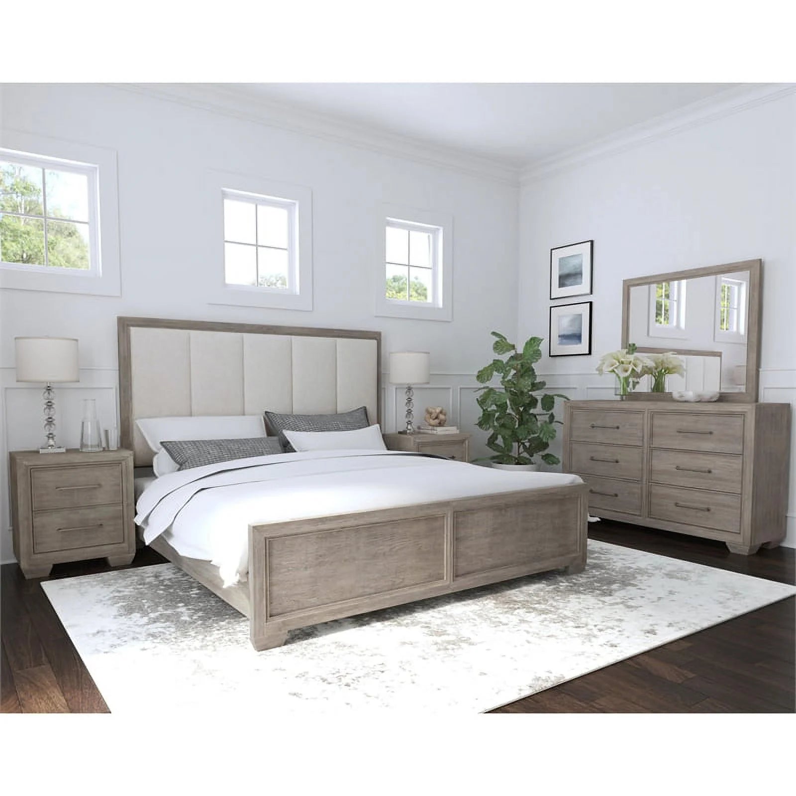 Andover Solid Wood 6 Drawer Dresser with Mirror in Dove Gray by Samuel Lawrence