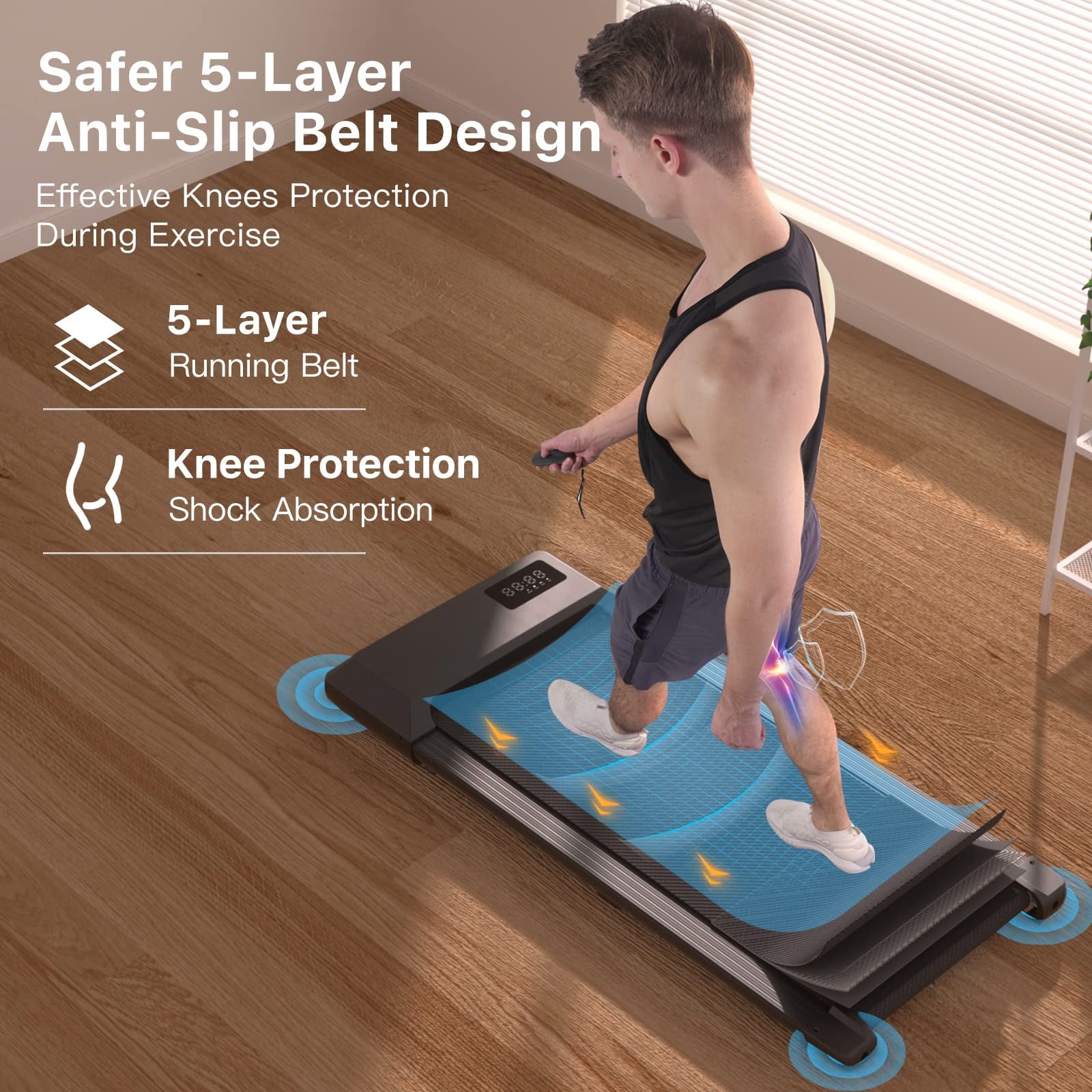 2.5Hp Walking Pad, 35.5*15.5 Walking Area 2 in 1 Under Desk Treadmill,300lb Walking Treadmill with Remote Control and LED Display, Quiet, Compact & Small Treadmill for Home & Office (White)