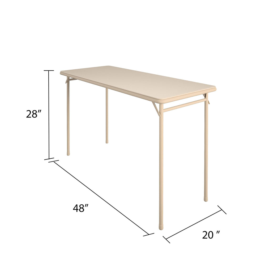 20" x 48" Vinyl Upholstered Steel Frame Folding Table Antique Linen