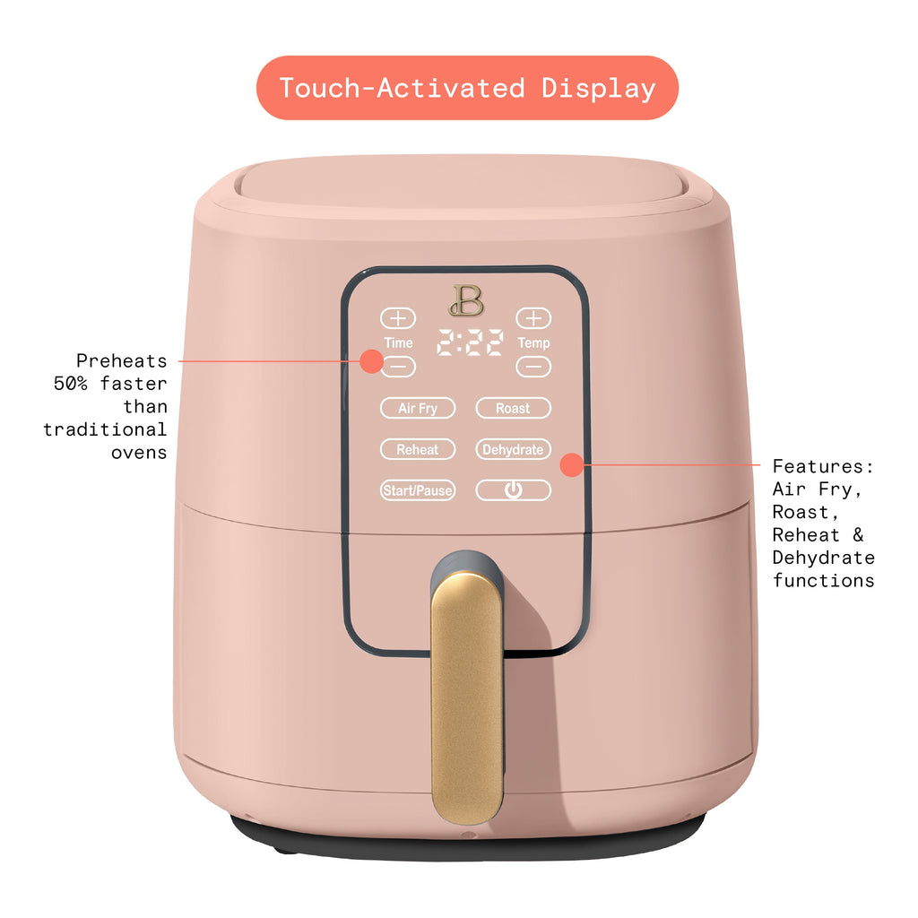 Beautiful 6 Qt Air Fryer with TurboCrisp Technology and Touch-Activated Display, White Icing by Drew Barrymore