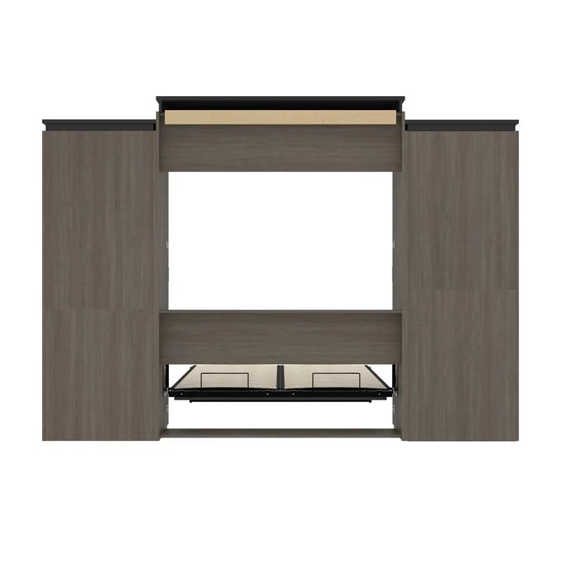 Atlin Designs 124" Queen Murphy Bed with Multifunctional Storage in Bark Gray