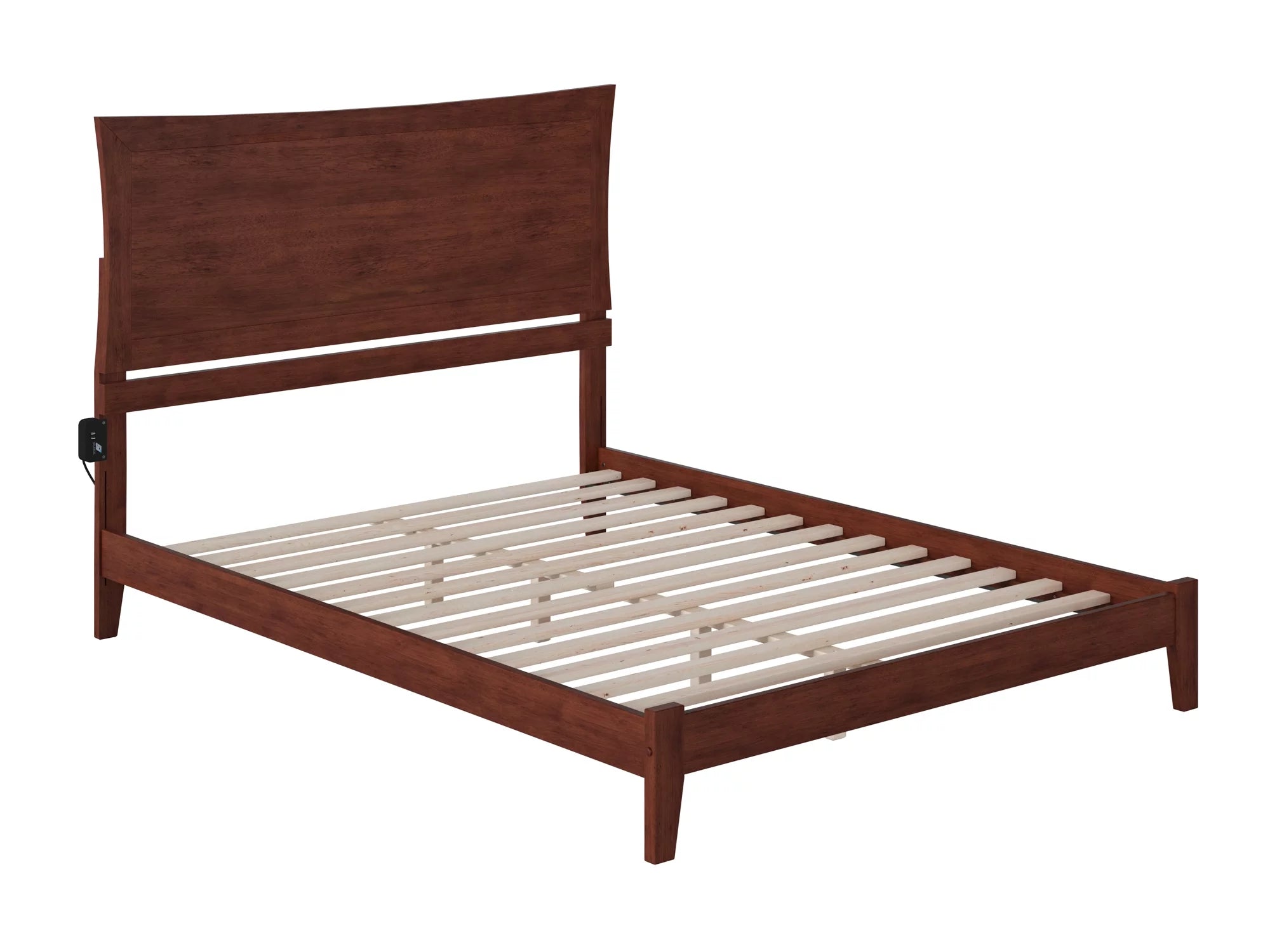 AFI Metro Queen Low Profile Wood Platform Bed Frame with Panel Headboard, Walnut