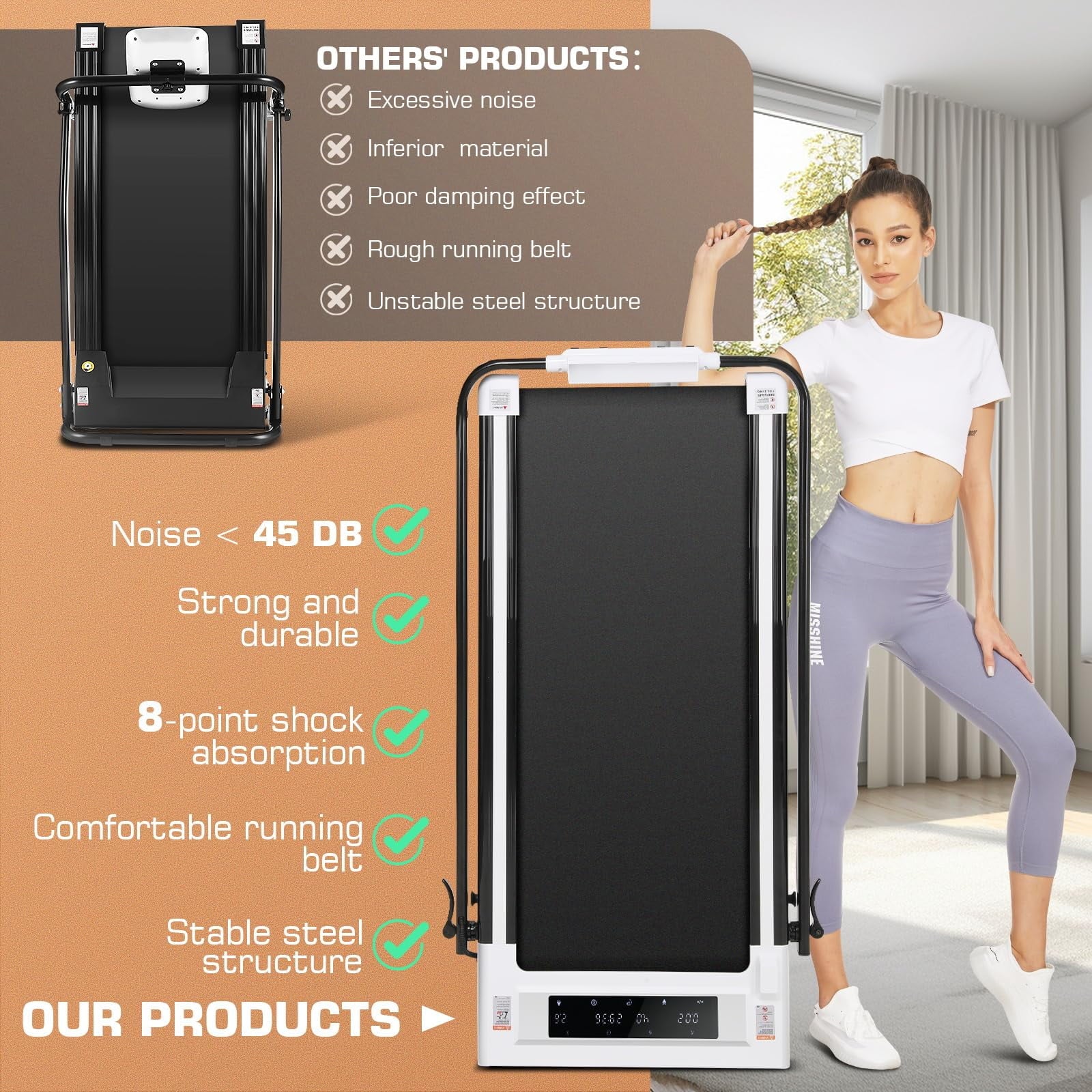 ANCHEER Treadmills, 2 in 1 Folding Treadmill, Walking Pad Treadmill Under Desk for Home Use, Portable Treadmill with Remote Control, Installation-Free