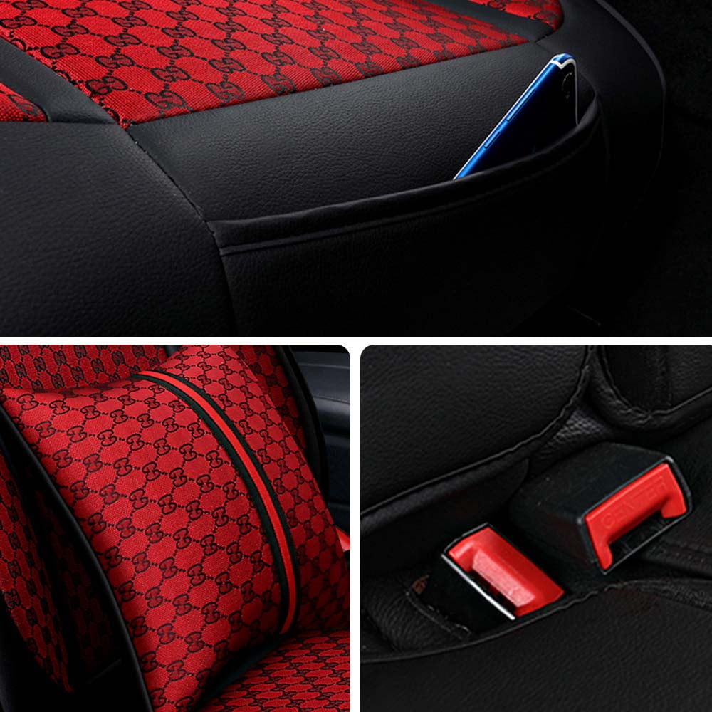 Aotiyer Universal Car Seat Covers 5PCS Full Set Car Seat Covers Accessories Breathable Leather Automotive Seat Covers for Most Cars SUVs Pick-up Trucks