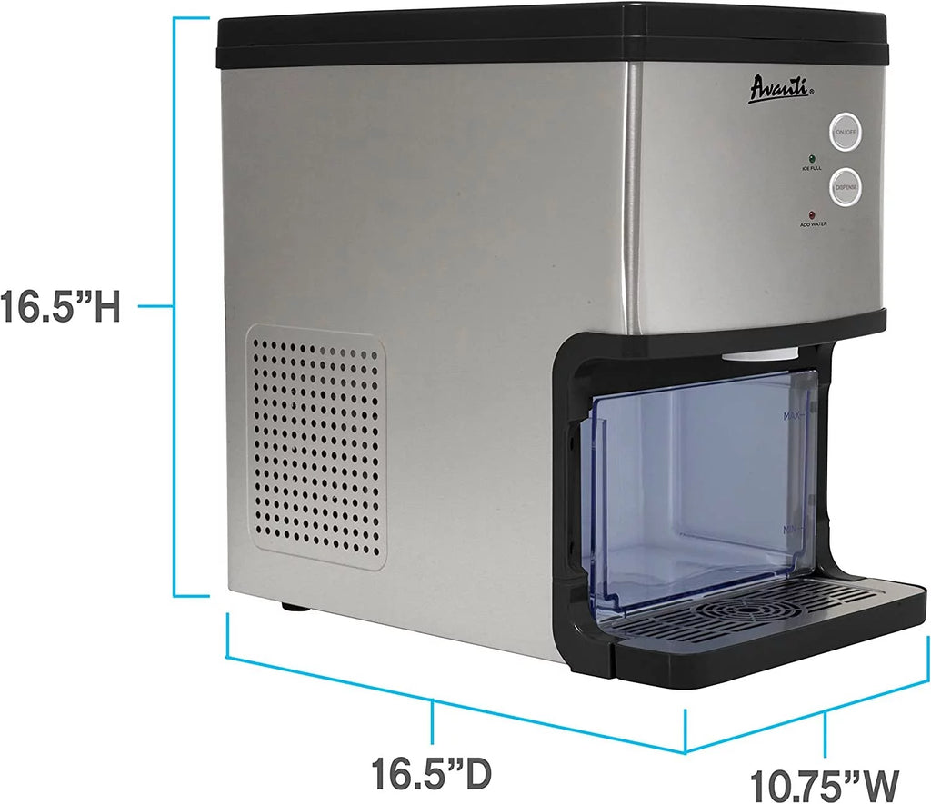 Avanti Elite Series Countertop Nugget Ice Maker and Dispenser, 33 lbs, in Stainless Steel NIMD3313S-IS