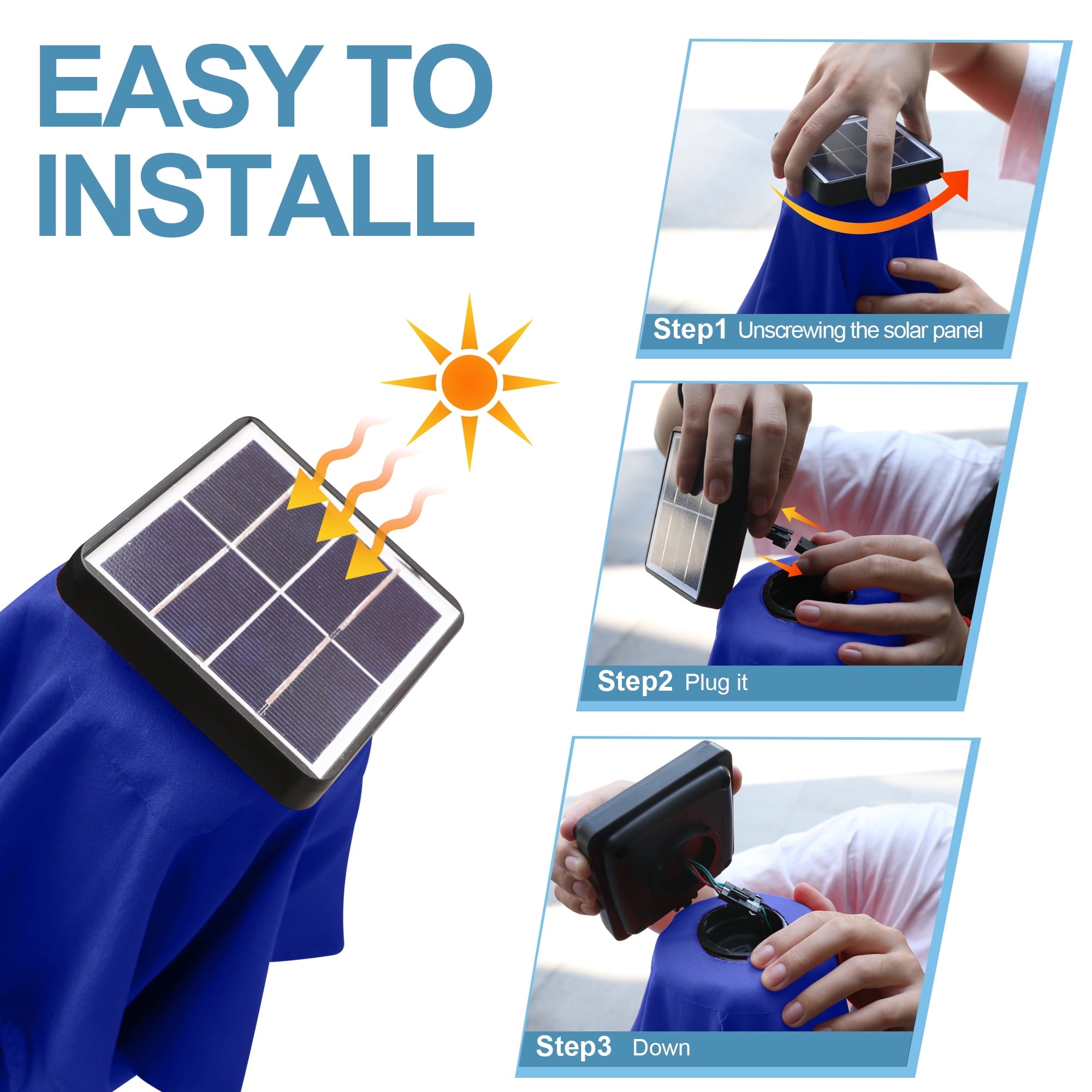 ABCCANOPY 7.5ft Patio Solar Umbrella LED Outdoor Umbrella with Tilt and Crank, Turquoise