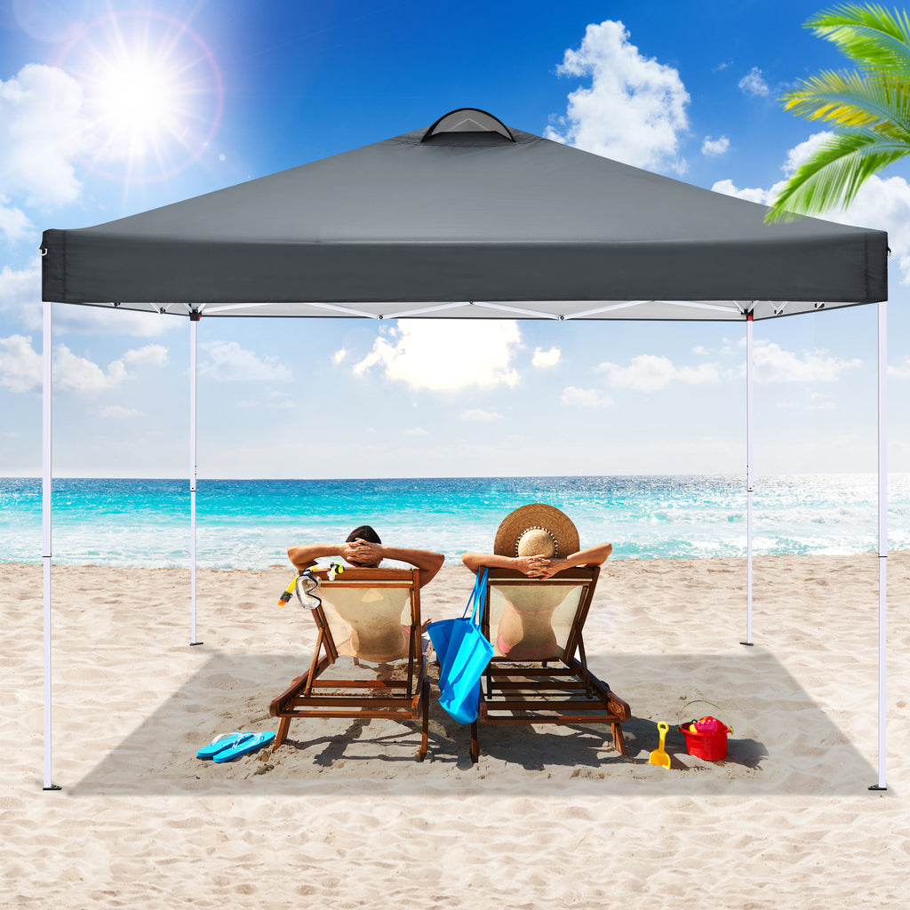 10'x10' EZ Pop Up Canopy with Top Vent, Large Commercial Tent, Waterproof and Sunproof with 4 Removable Sidewalls, Suitable for Weddings come with 4 Sandbags (Black)
