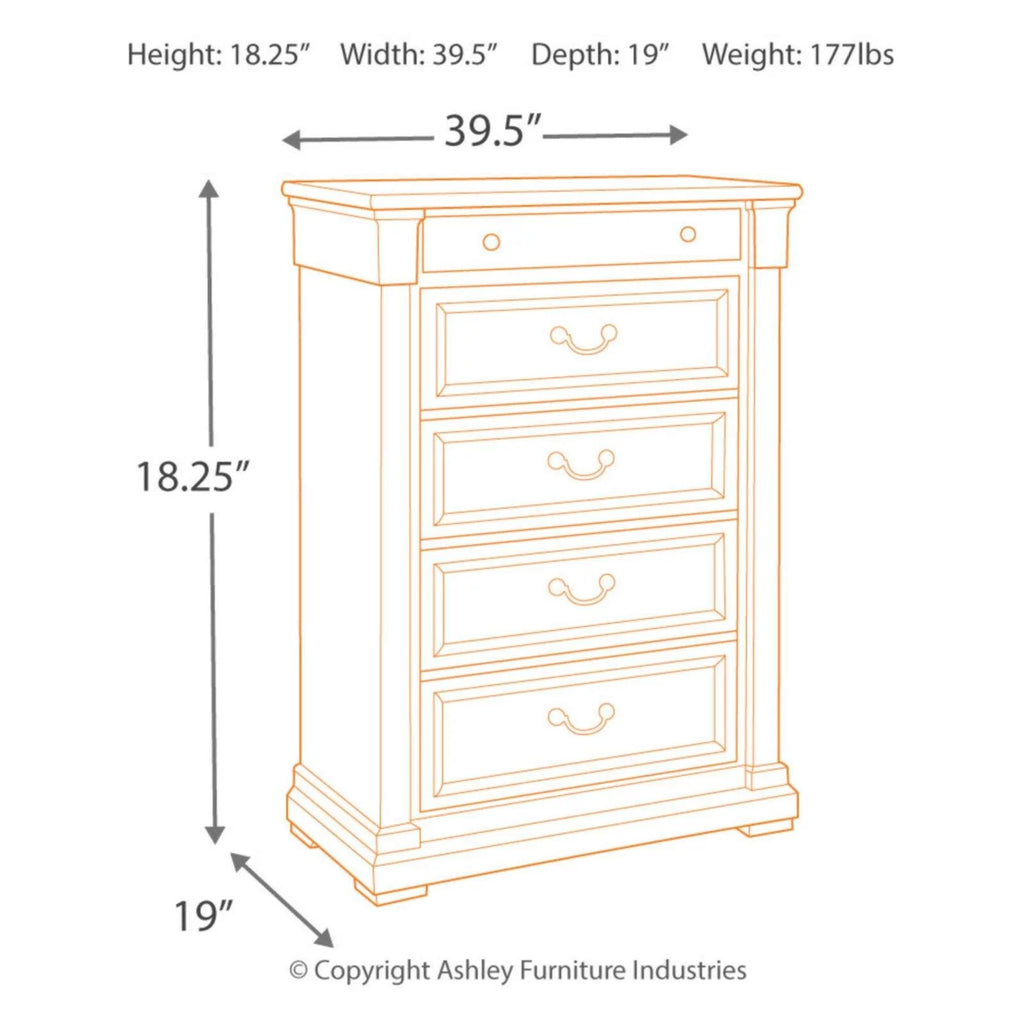 Ashley Furniture Bolanburg 5 Drawer Chest in Weathered Oak and White