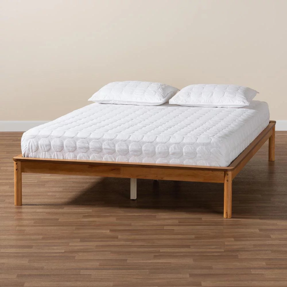 Baxton Studio Efren Modern Honey Oak Finished Wood Queen Size Bed Frame