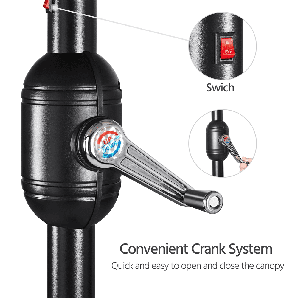 Alden Design Patio Umbrella with Crank and Push Button to Tilt, Multiple Sizes and Colors