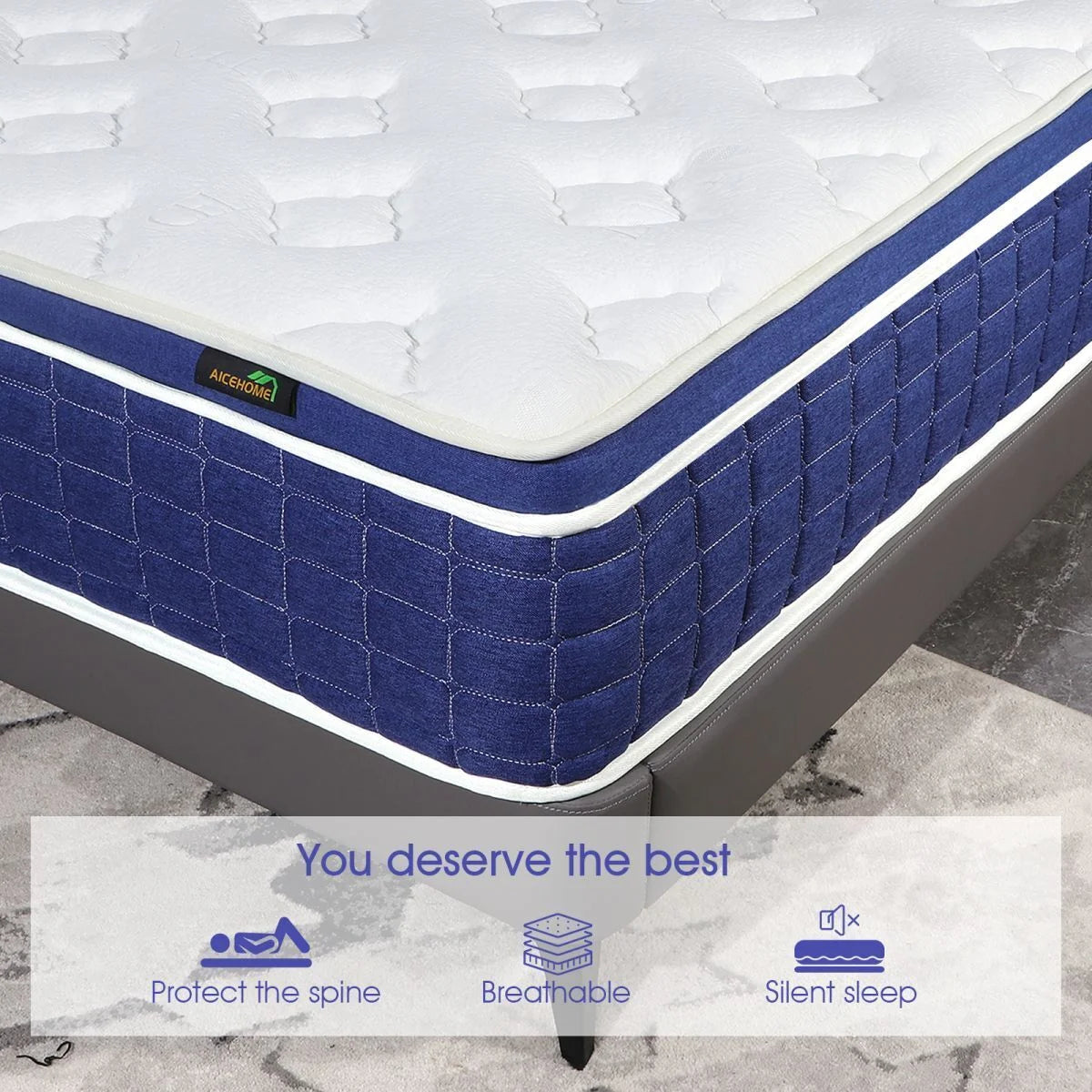 AICEHOME 14 inch Gel Memory Foam Hybrid Mattress Pocket Spring in a Box Medium Firm,King Mattress