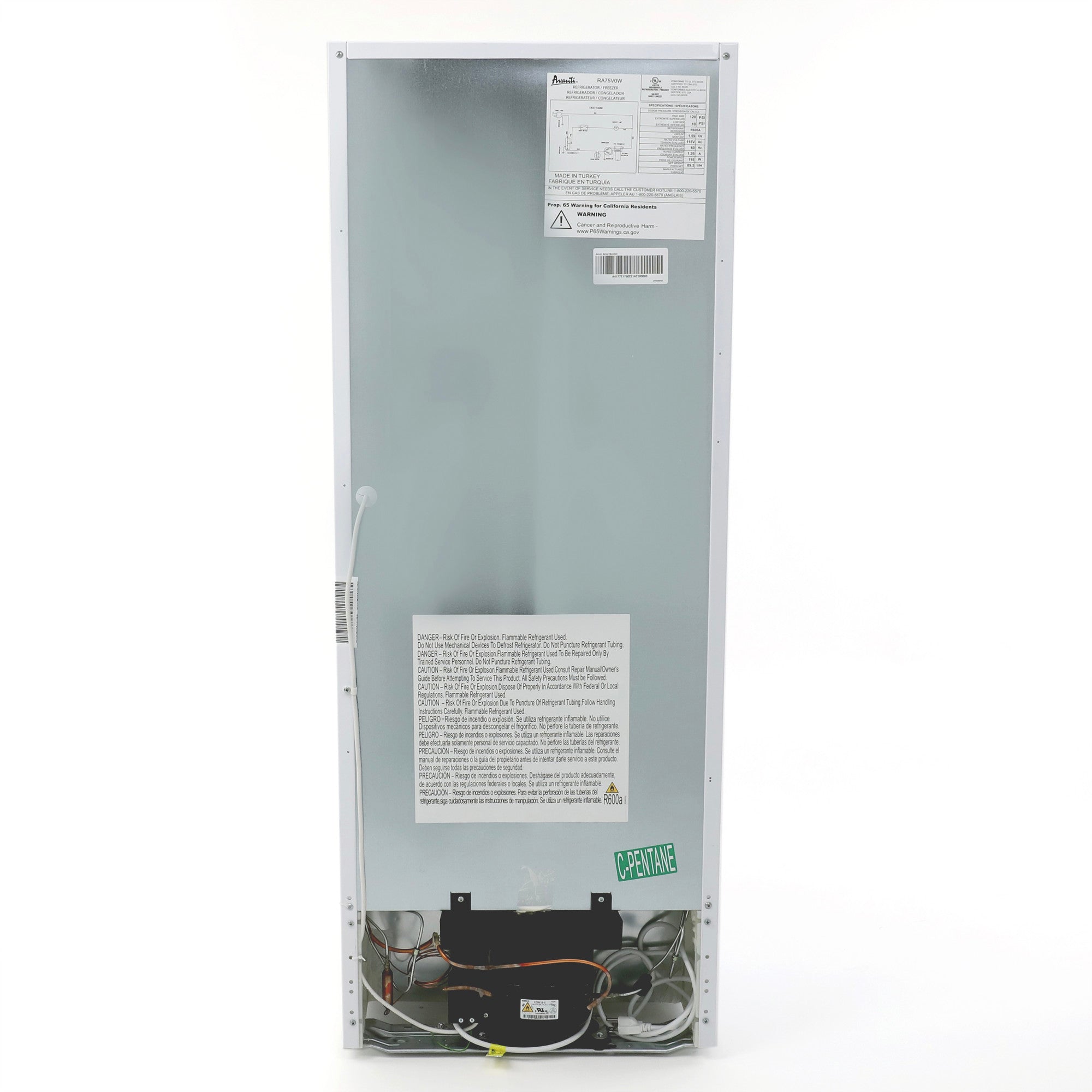 Avanti RA75V0W 7.4 Cu Ft Apartment Size Compact Refrigerator/Freezer, White