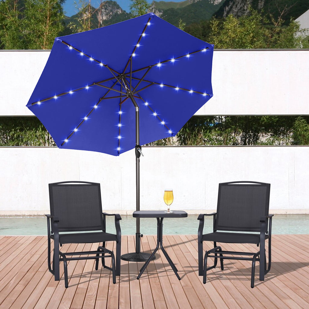 ABCCANOPY 7.5ft Patio Solar Umbrella LED Outdoor Umbrella with Tilt and Crank, Turquoise